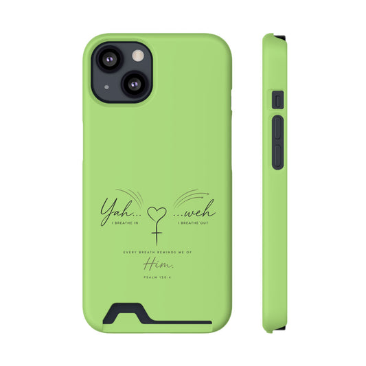 Green Faith Phone Case with Card Holder — "Yahweh" Psalm IPHONE