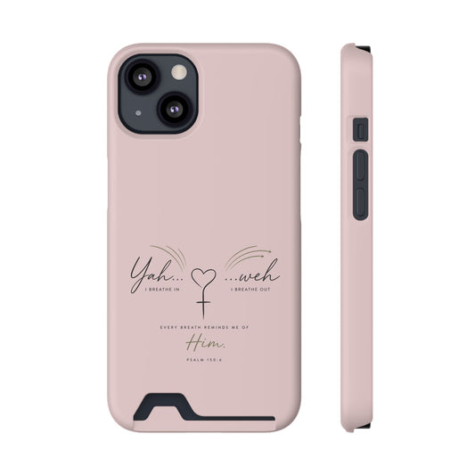 Pink Faith Phone Case with Card Holder — "Yahweh" Psalm IPHONE