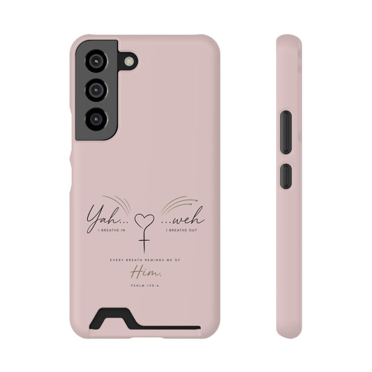 Pink Faith Phone Case with Card Holder — "Yahweh" Psalm SAMSUNG