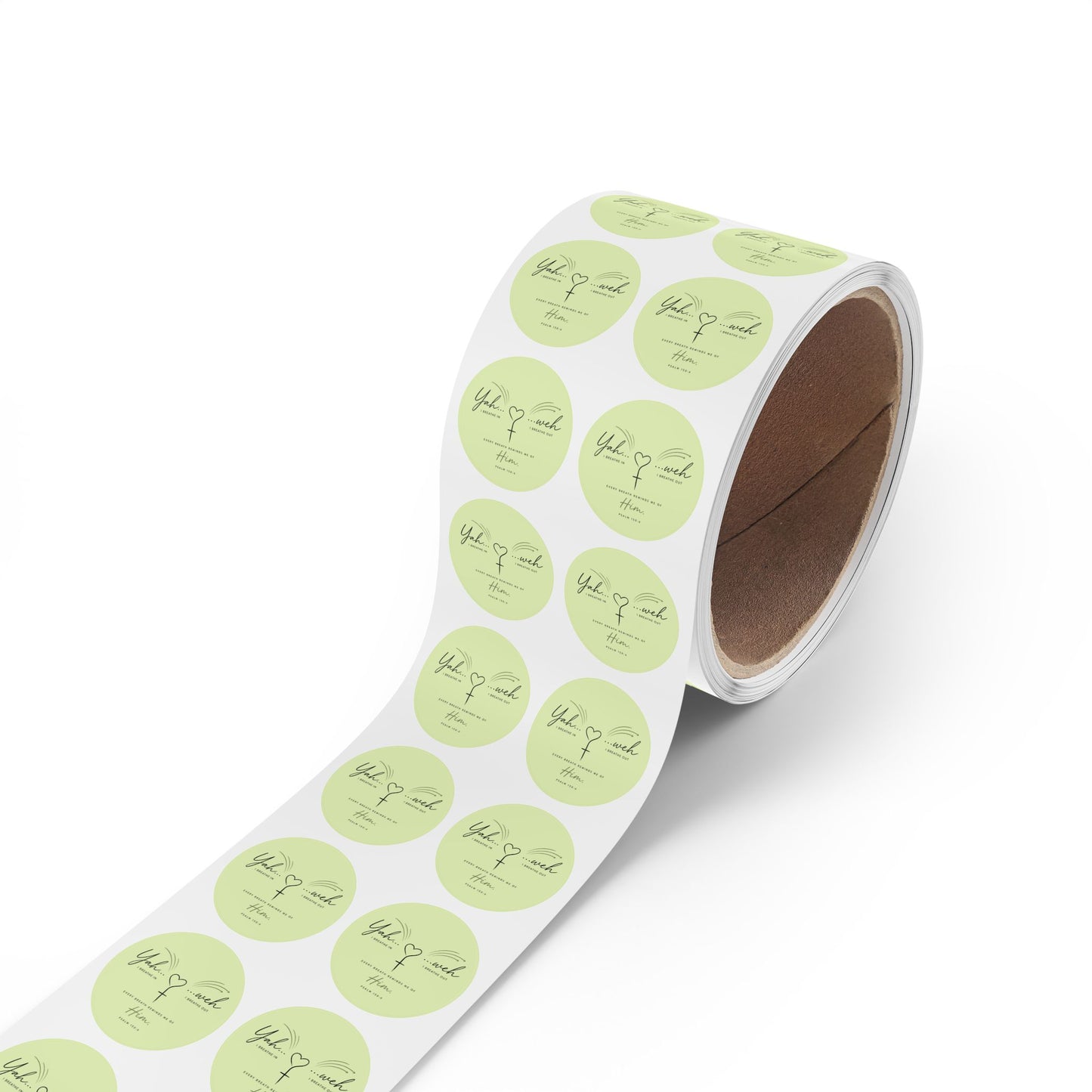 Round Inspirational Sticker Rolls – 'Breathe In, Breathe Out' Faith Label