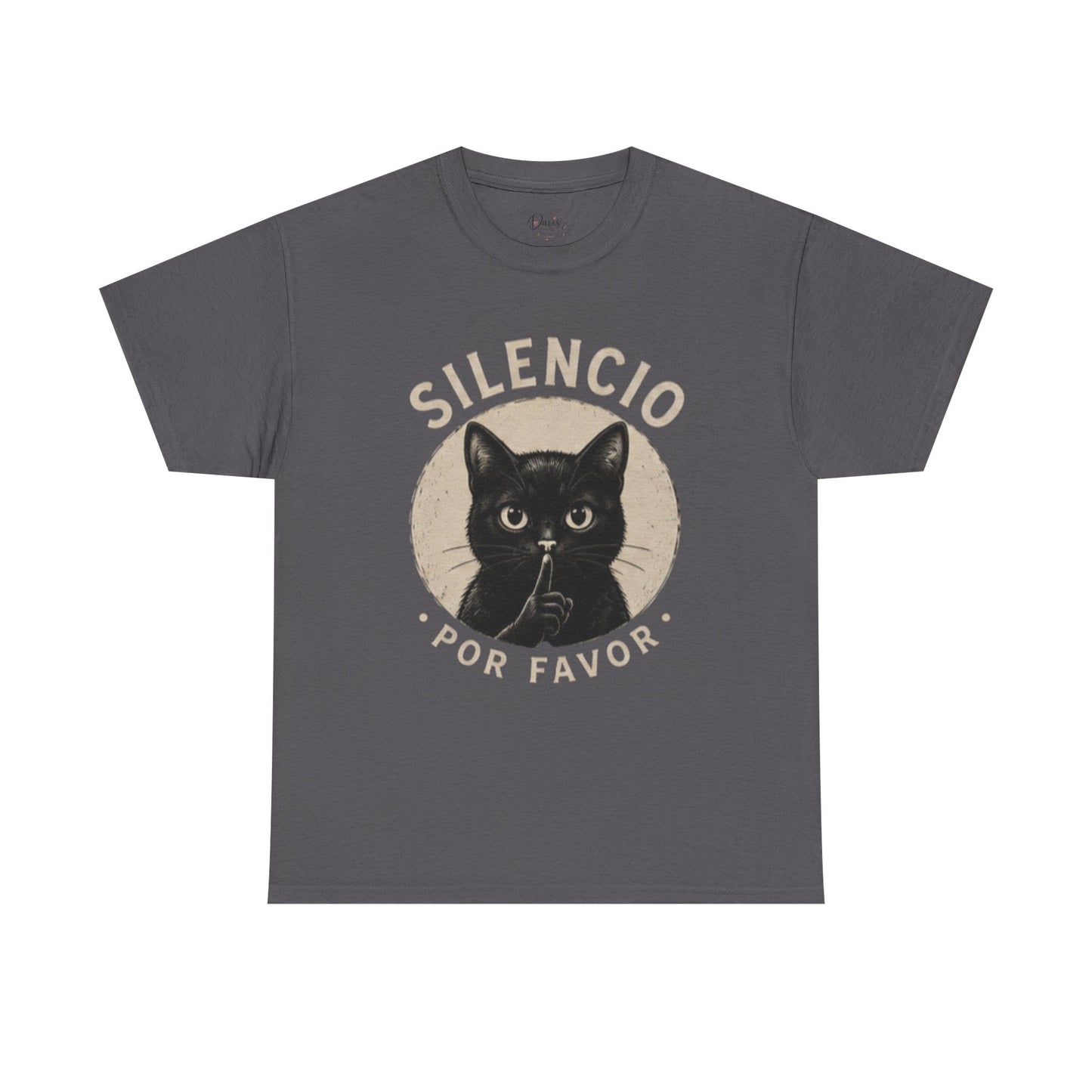 Unisex Heavy Cotton Tee Silencio Black Cat