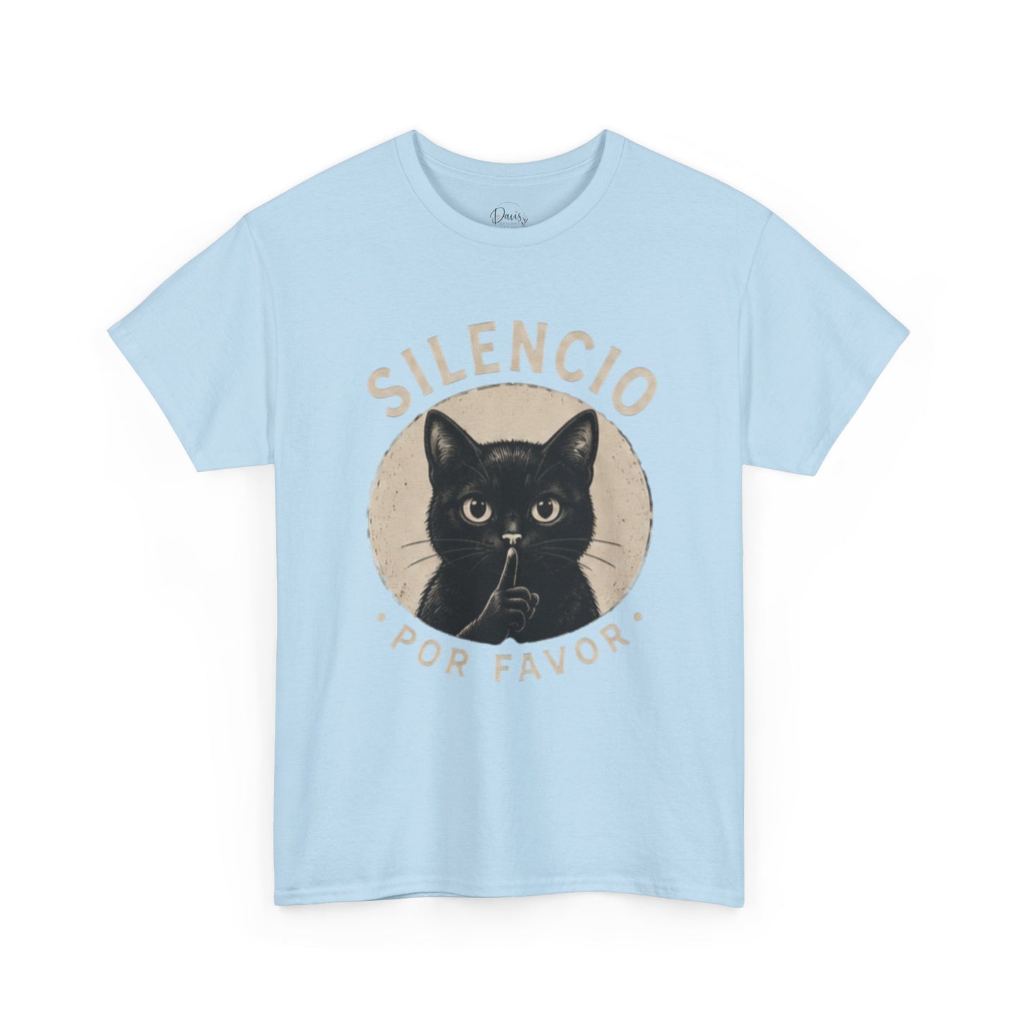 Unisex Heavy Cotton Tee Silencio Black Cat