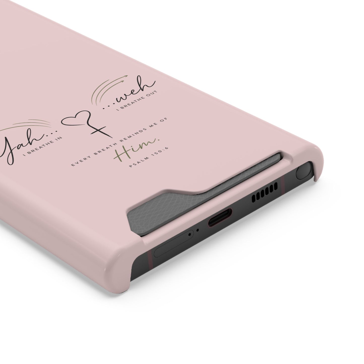 Pink Faith Phone Case with Card Holder — "Yahweh" Psalm SAMSUNG