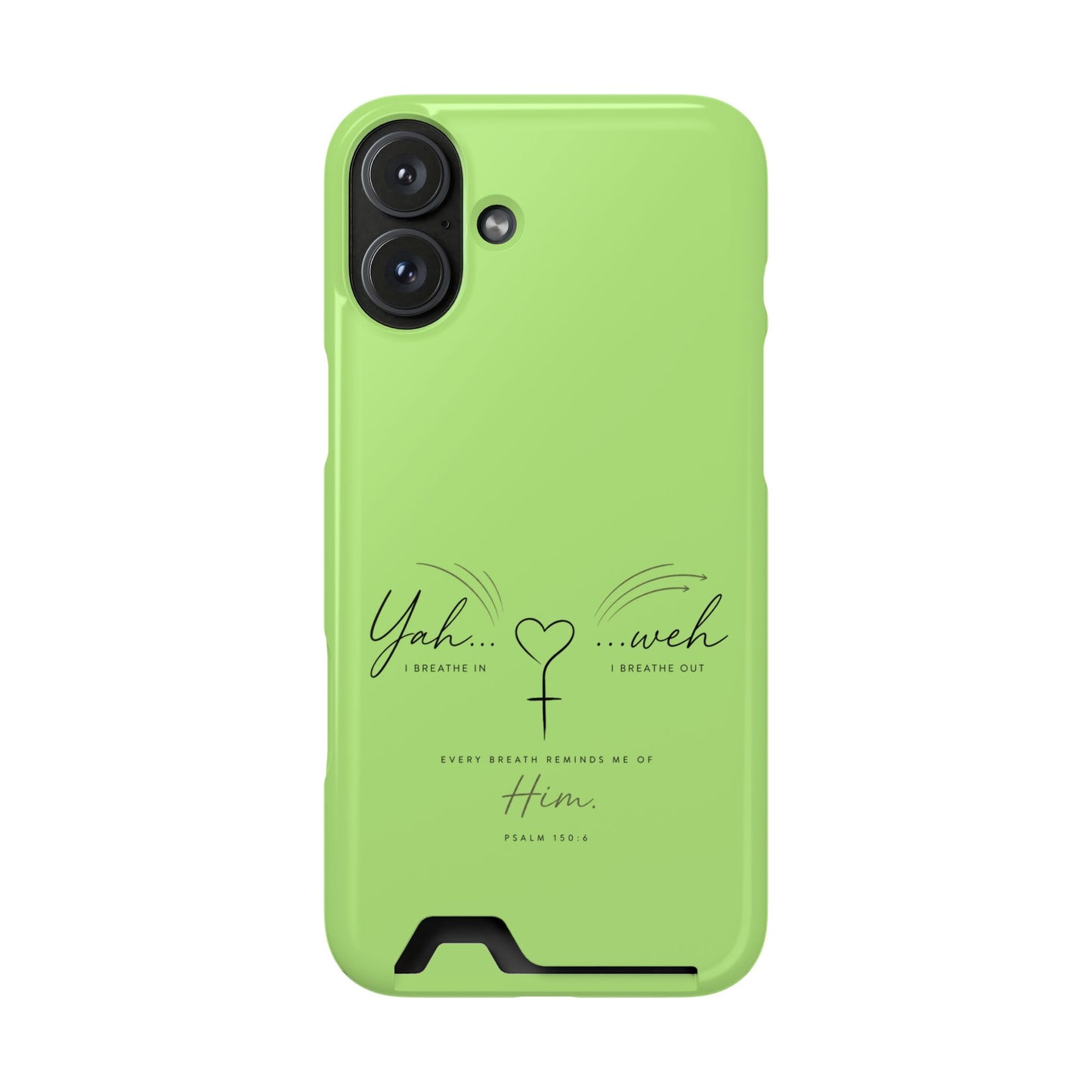 Green Faith Phone Case with Card Holder — "Yahweh" Psalm IPHONE
