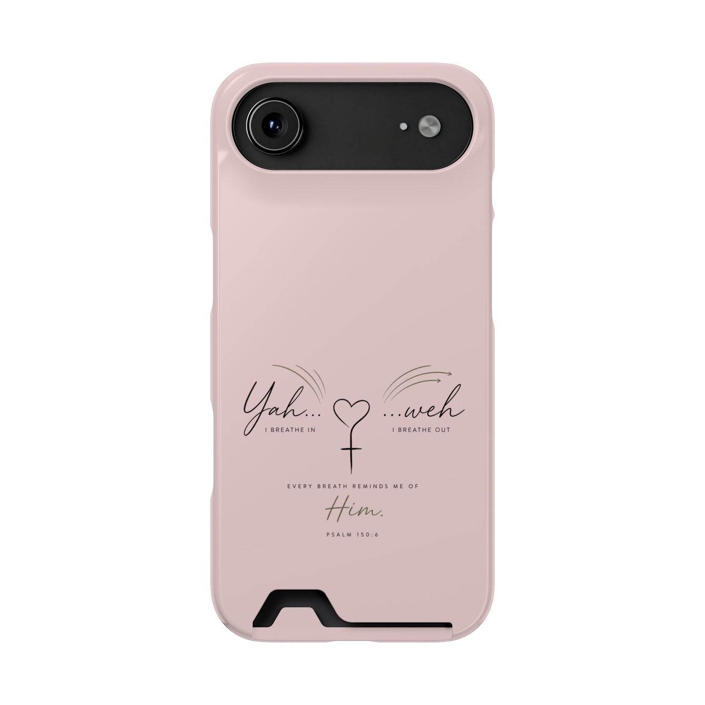 Pink Faith Phone Case with Card Holder — "Yahweh" Psalm IPHONE