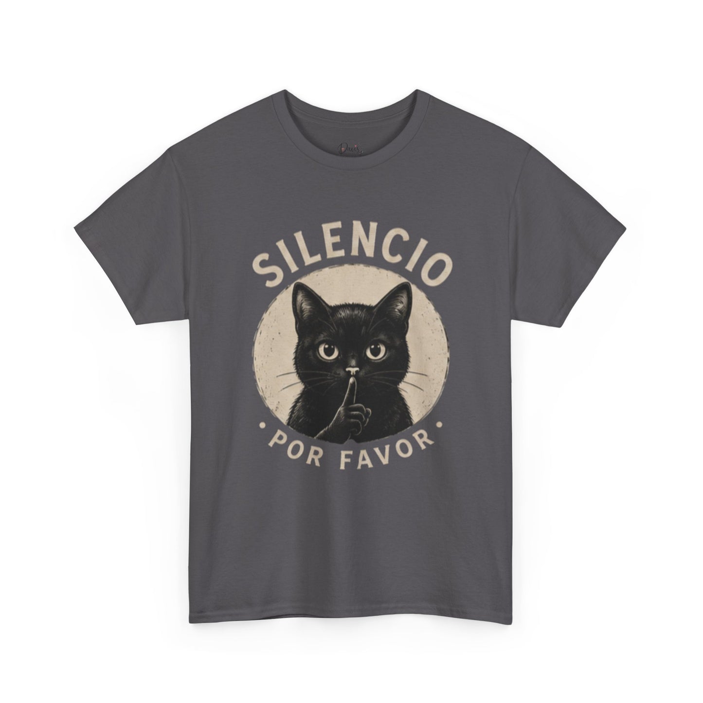 Unisex Heavy Cotton Tee Silencio Black Cat