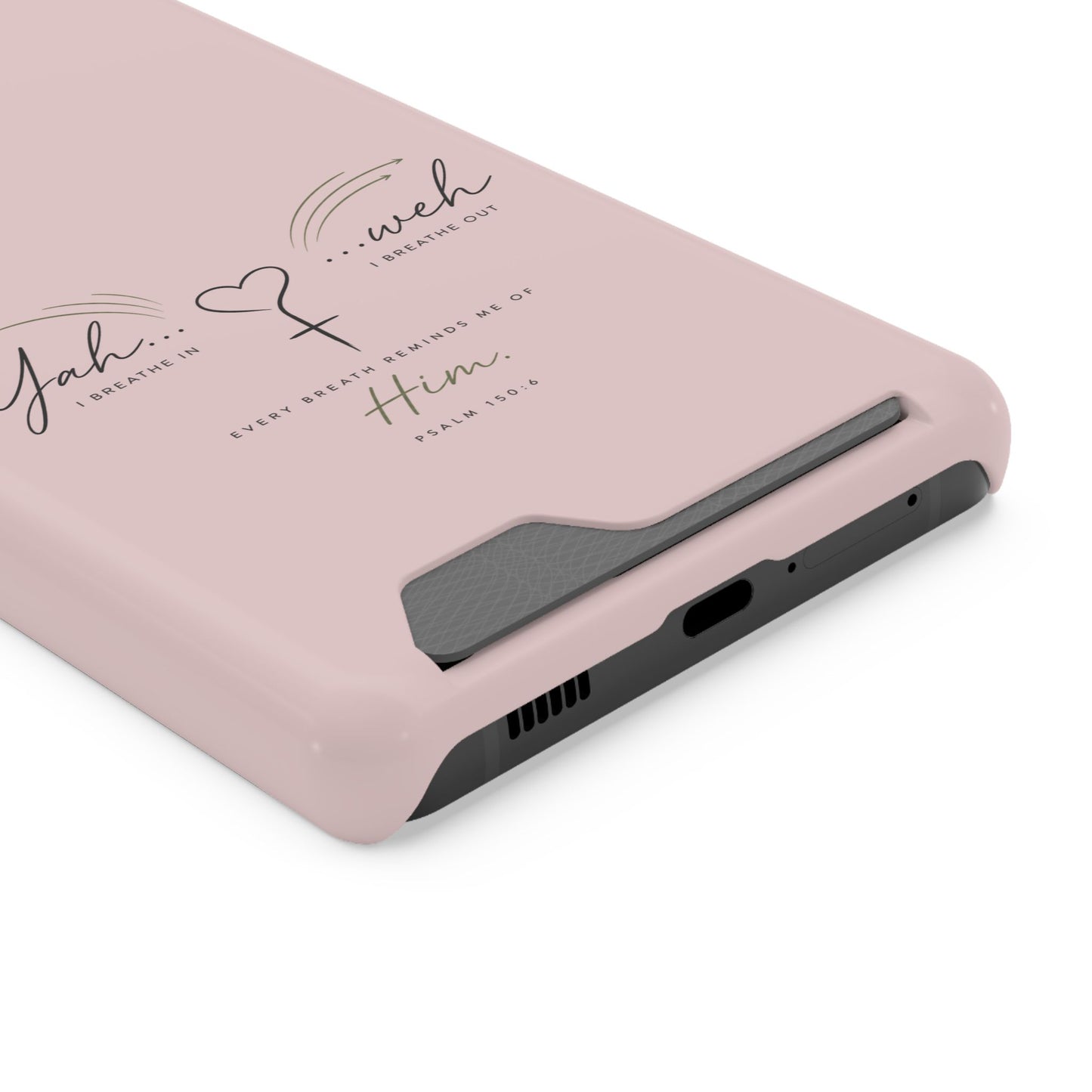 Pink Faith Phone Case with Card Holder — "Yahweh" Psalm SAMSUNG