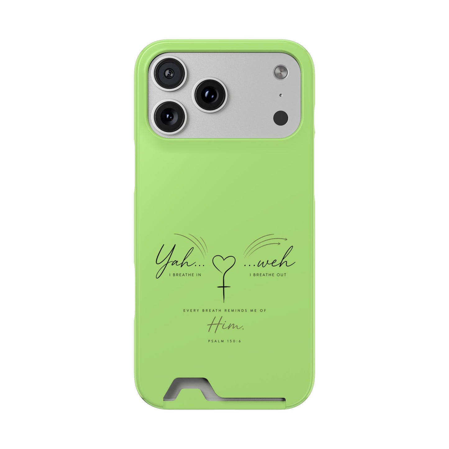 Green Faith Phone Case with Card Holder — "Yahweh" Psalm IPHONE