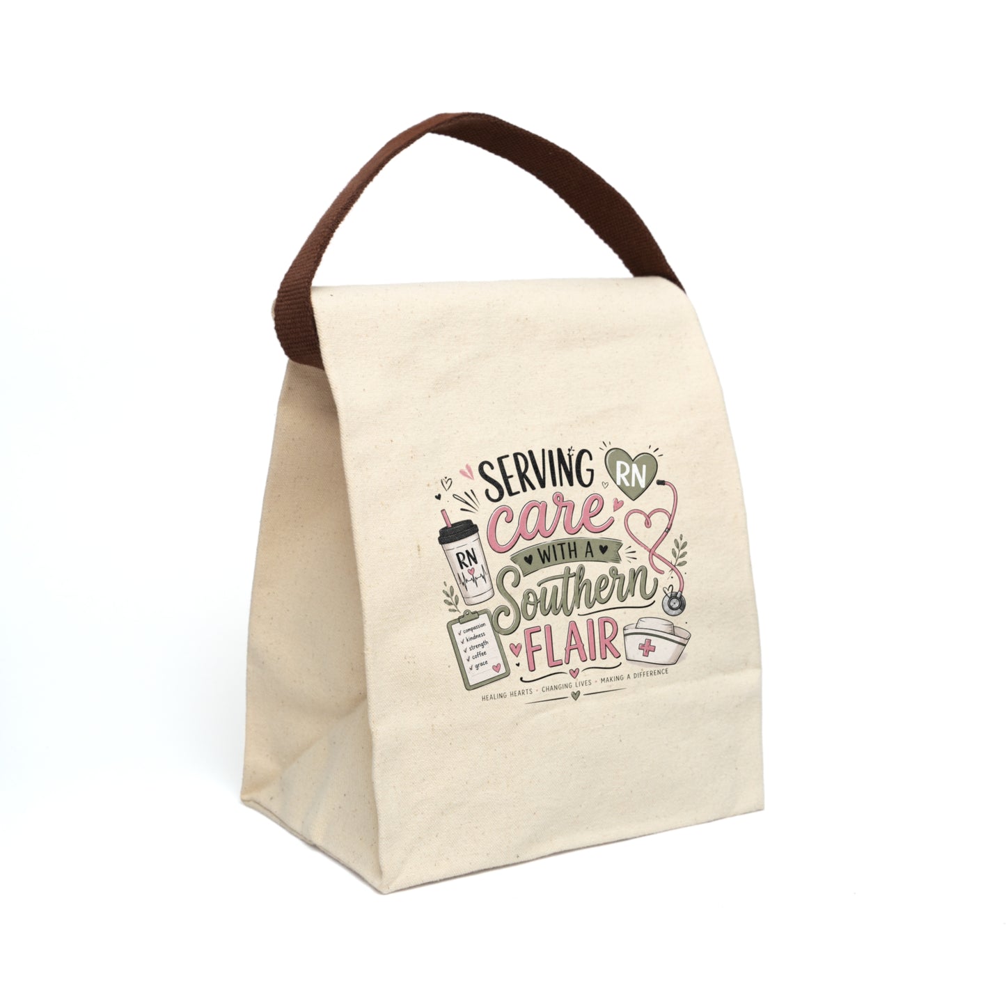 Canvas Lunch Bag — "Serving Care with a Southern Flair" RN Design