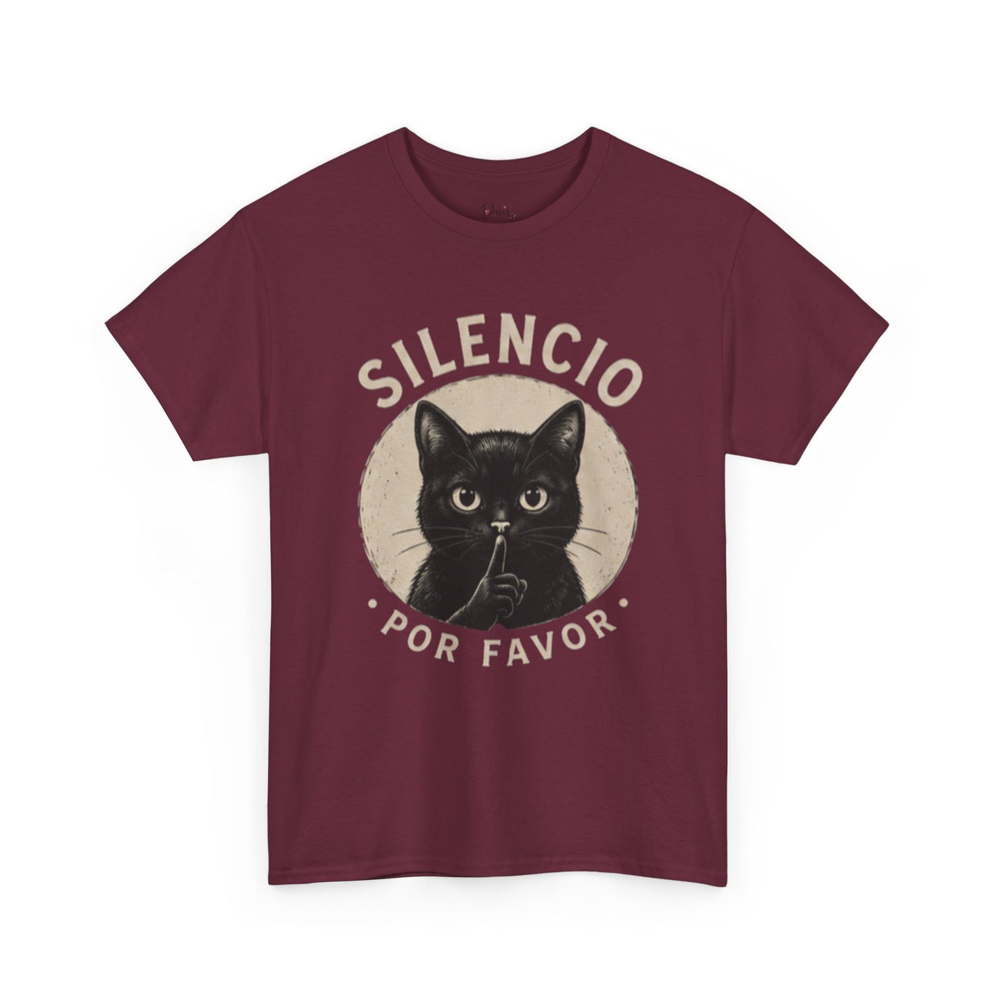 Unisex Heavy Cotton Tee Silencio Black Cat