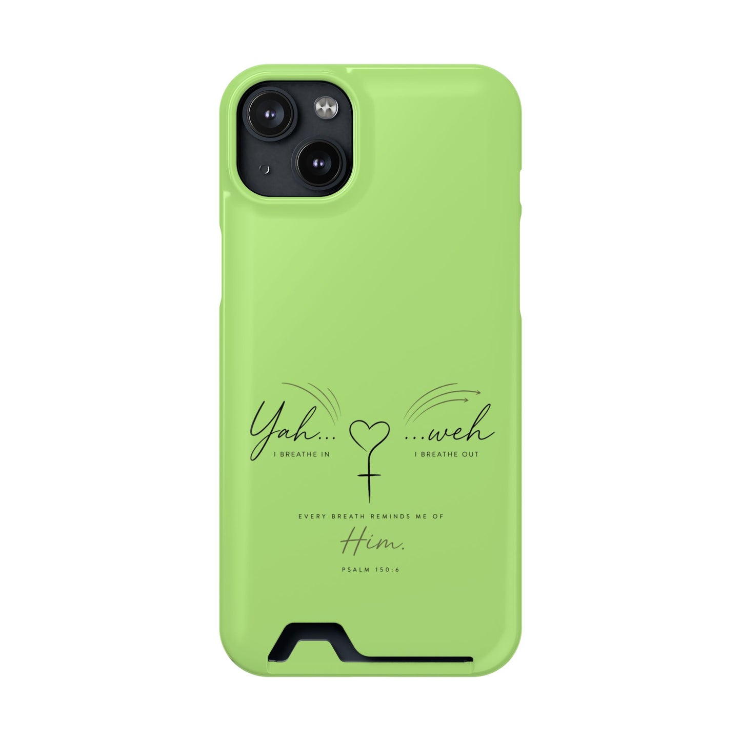 Green Faith Phone Case with Card Holder — "Yahweh" Psalm IPHONE