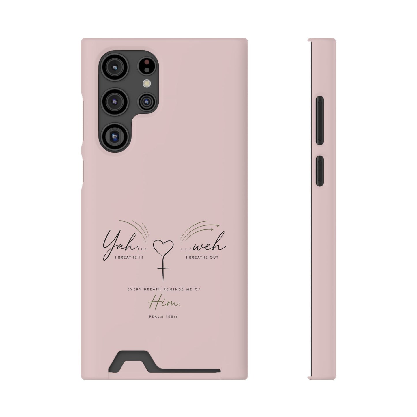 Pink Faith Phone Case with Card Holder — "Yahweh" Psalm SAMSUNG