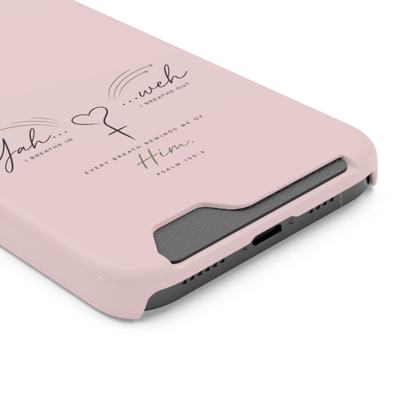 Pink Faith Phone Case with Card Holder — "Yahweh" Psalm IPHONE
