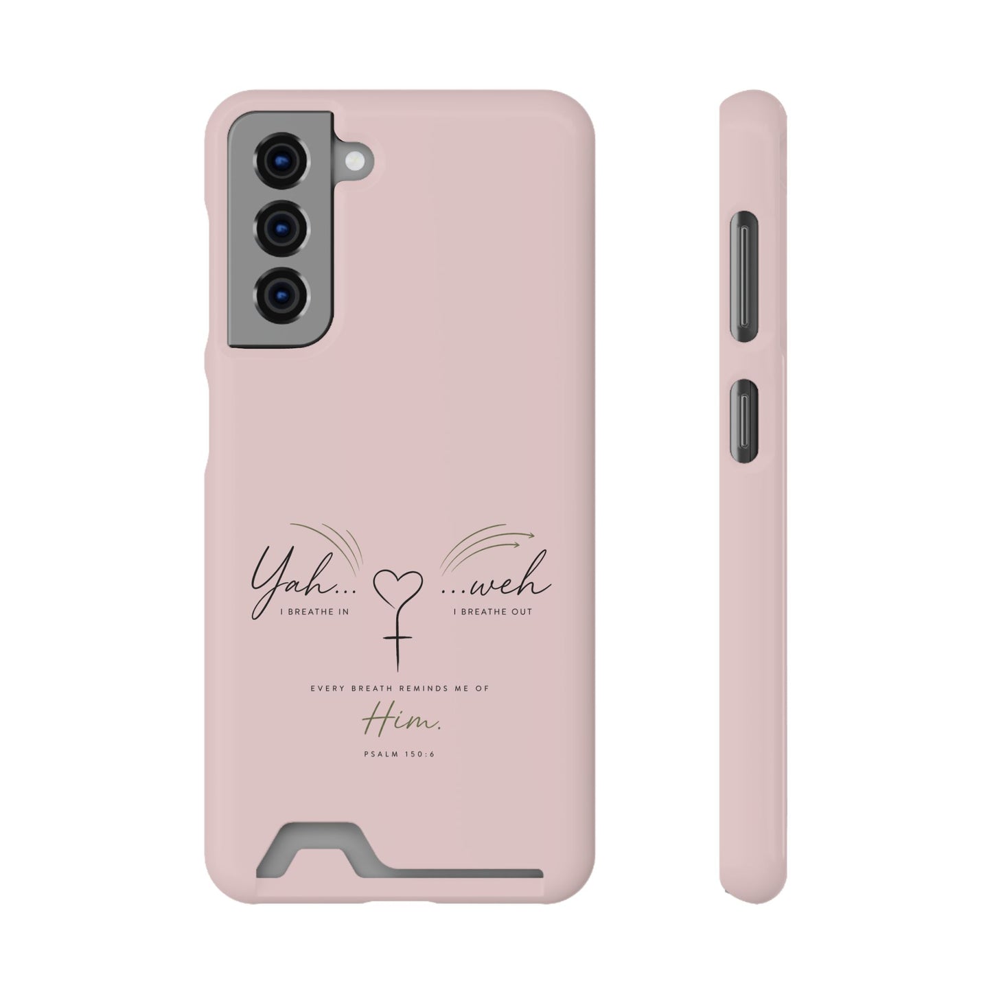 Pink Faith Phone Case with Card Holder — "Yahweh" Psalm SAMSUNG
