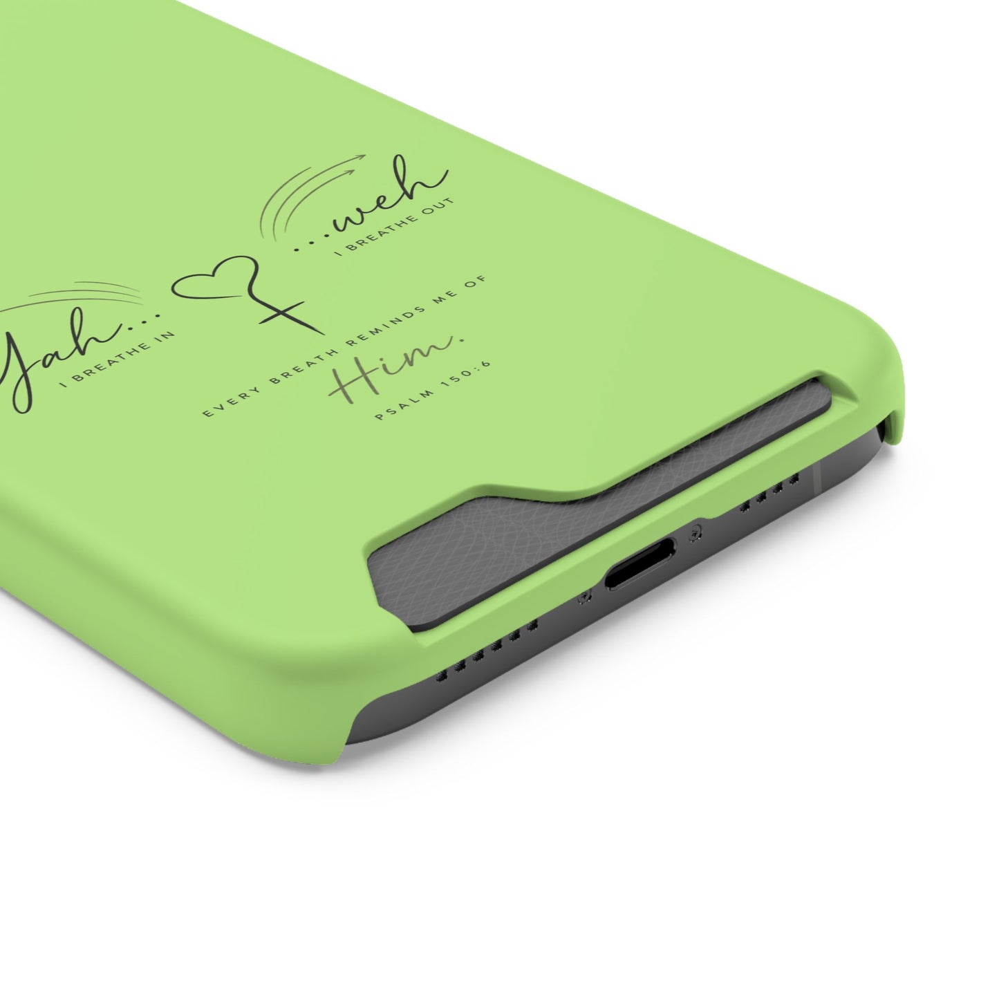 Green Faith Phone Case with Card Holder — "Yahweh" Psalm IPHONE
