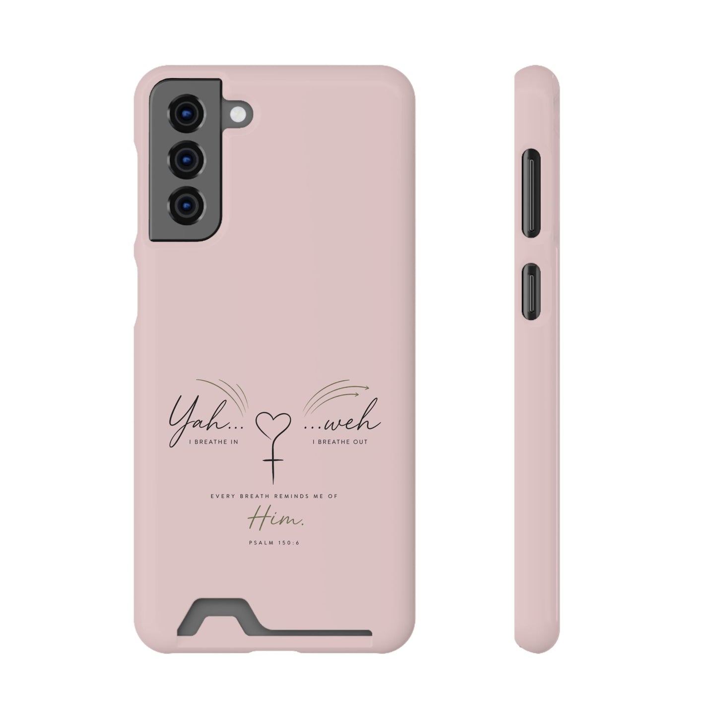 Pink Faith Phone Case with Card Holder — "Yahweh" Psalm SAMSUNG