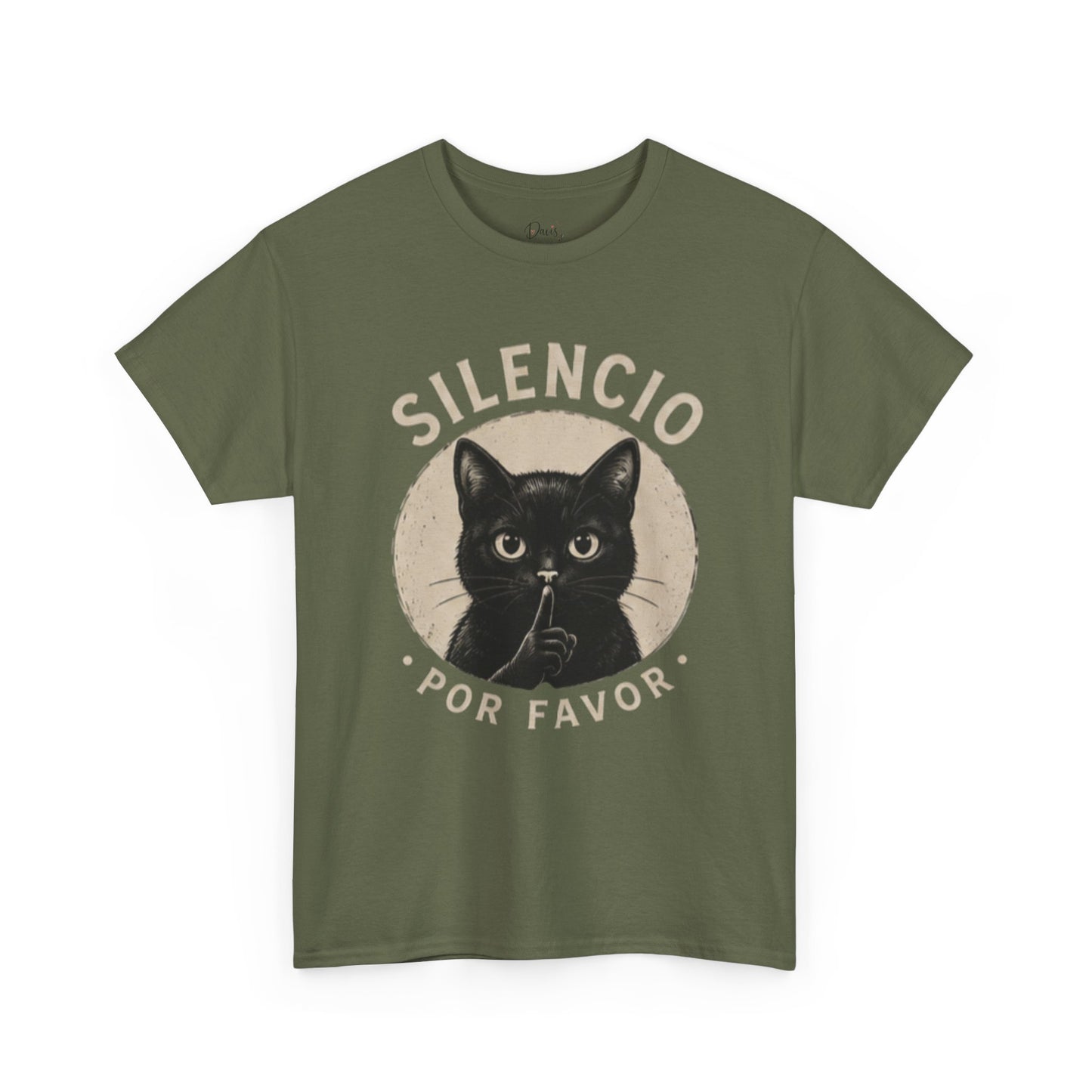 Unisex Heavy Cotton Tee Silencio Black Cat