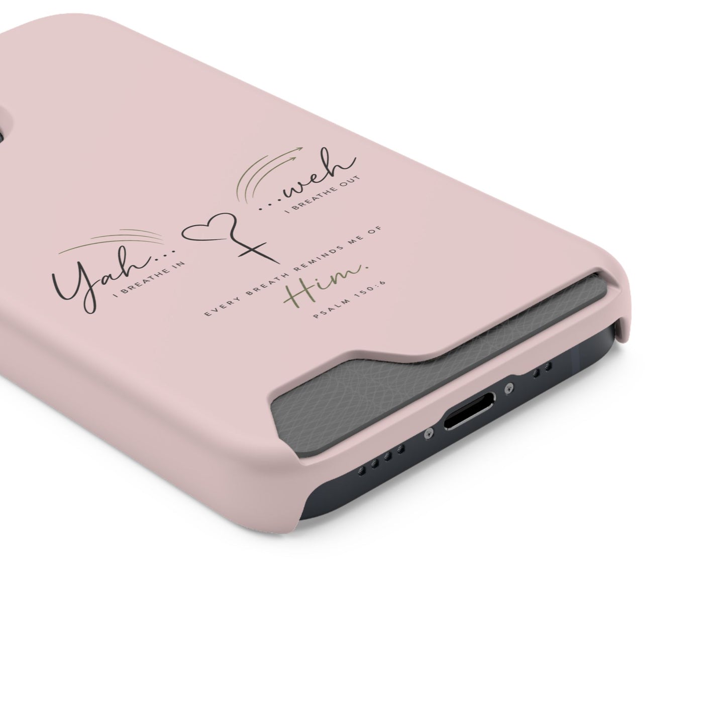 Pink Faith Phone Case with Card Holder — "Yahweh" Psalm IPHONE