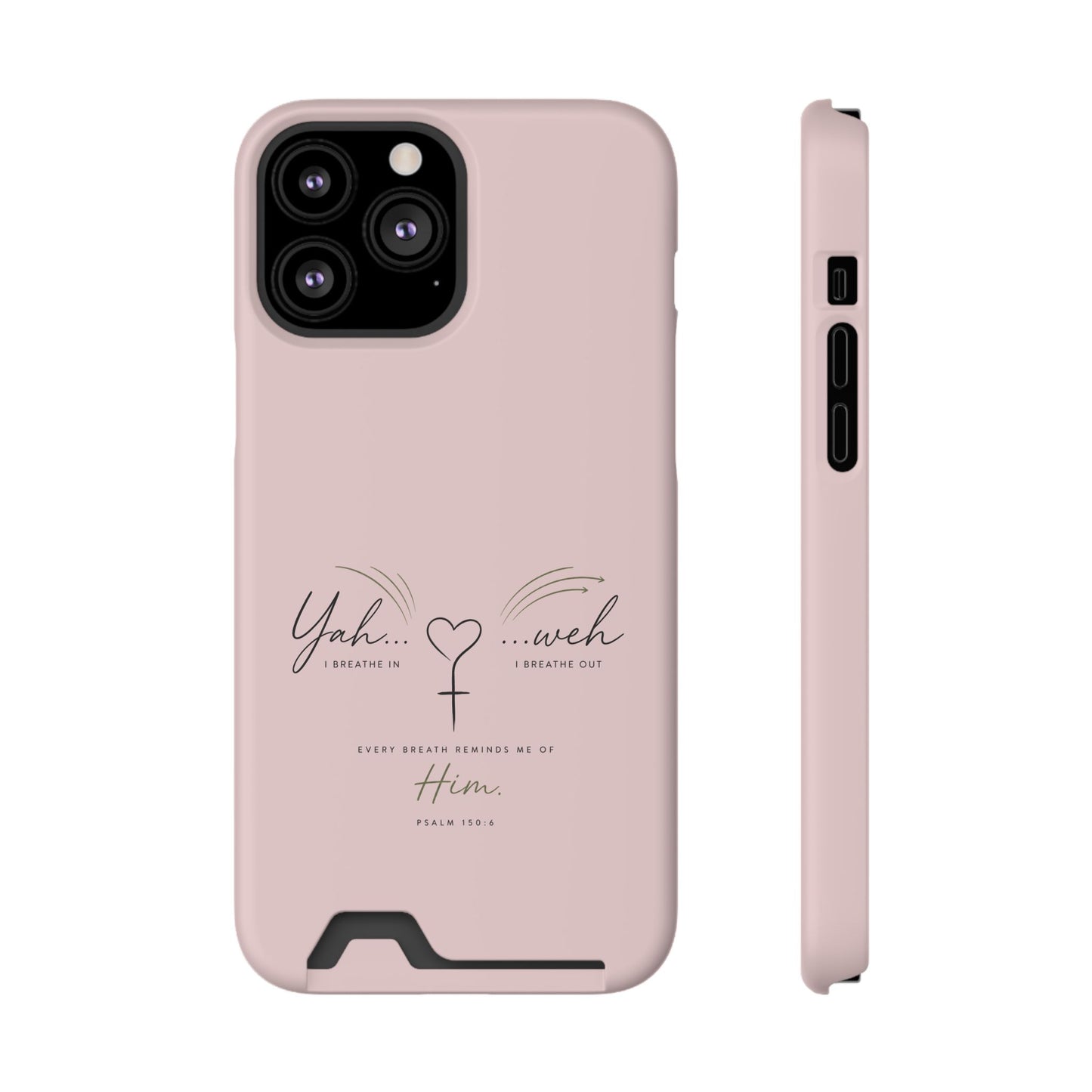 Pink Faith Phone Case with Card Holder — "Yahweh" Psalm IPHONE