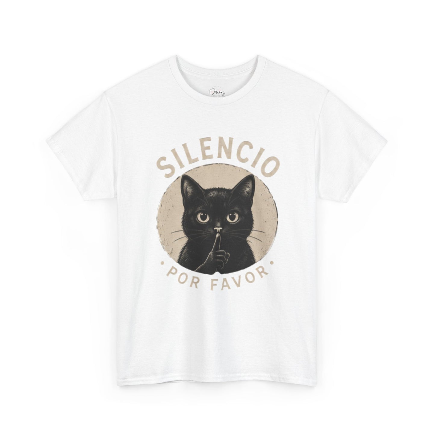 Unisex Heavy Cotton Tee Silencio Black Cat