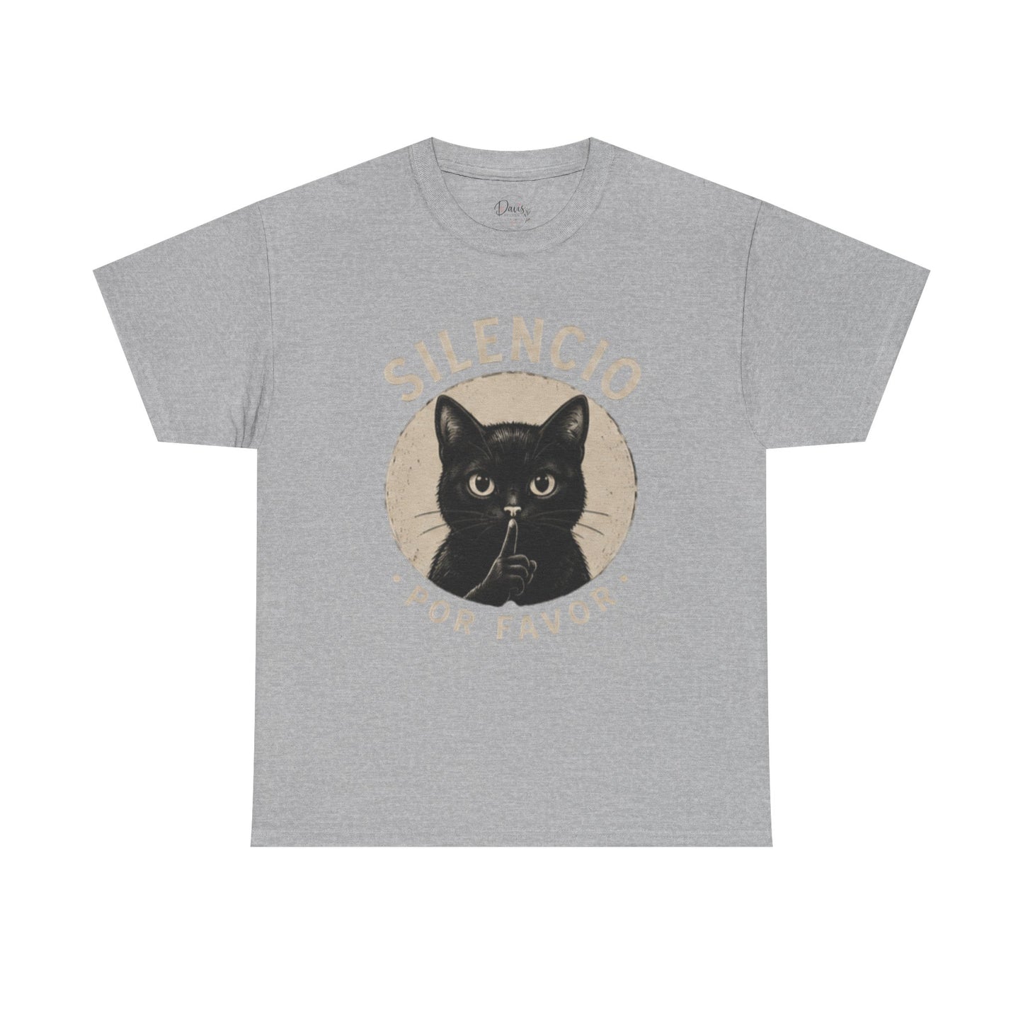 Unisex Heavy Cotton Tee Silencio Black Cat