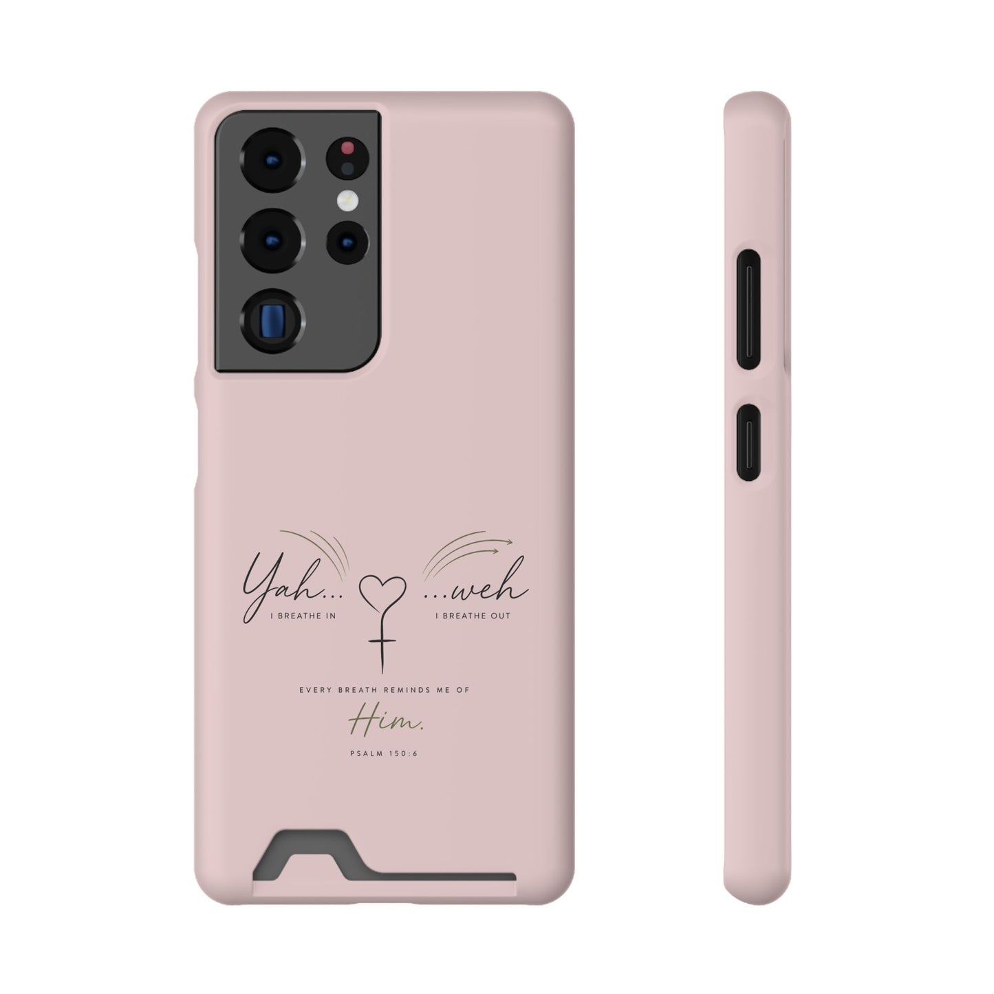 Pink Faith Phone Case with Card Holder — "Yahweh" Psalm SAMSUNG