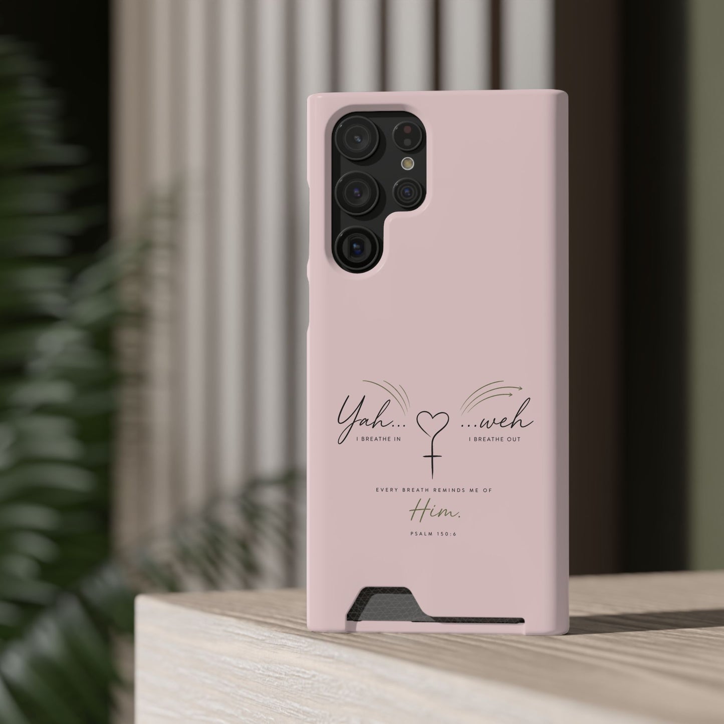 Pink Faith Phone Case with Card Holder — "Yahweh" Psalm SAMSUNG