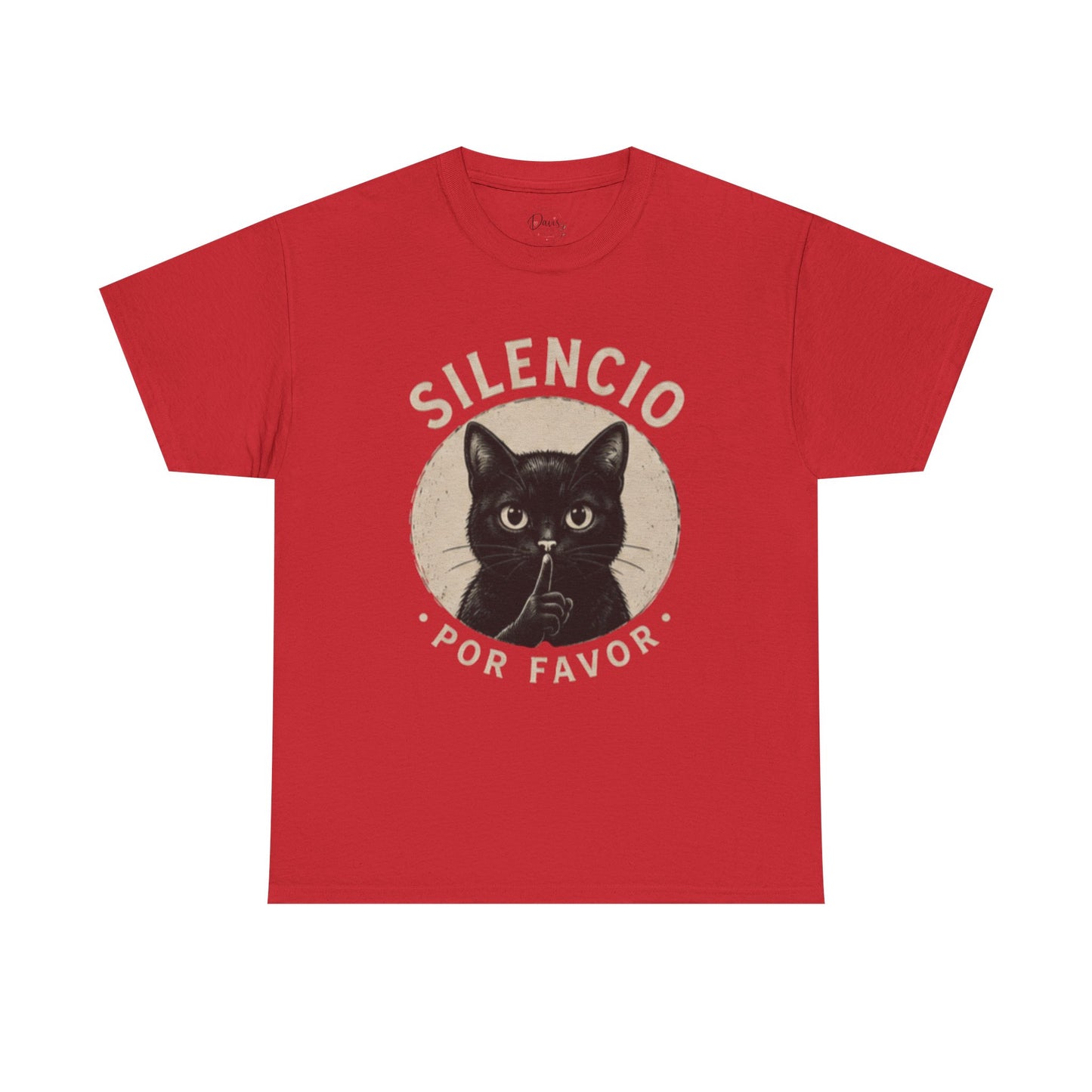 Unisex Heavy Cotton Tee Silencio Black Cat