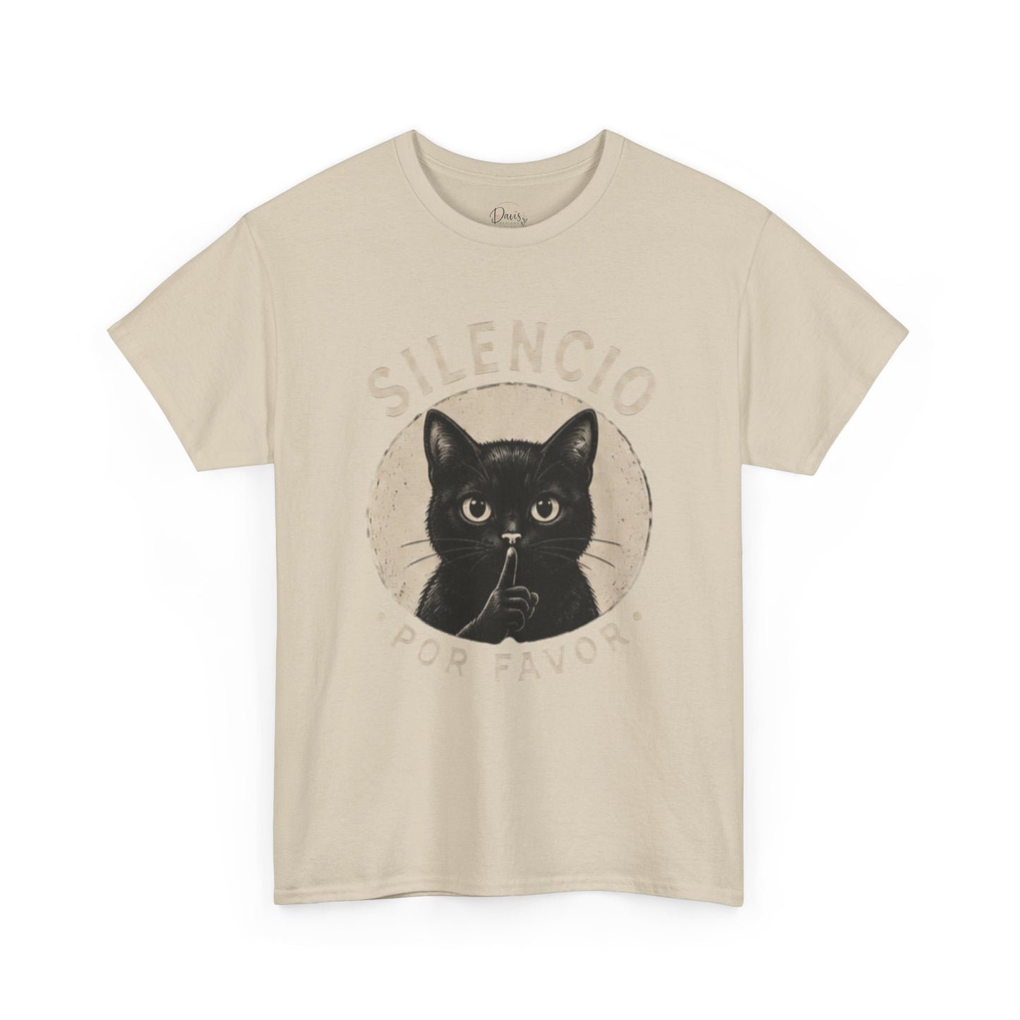 Unisex Heavy Cotton Tee Silencio Black Cat