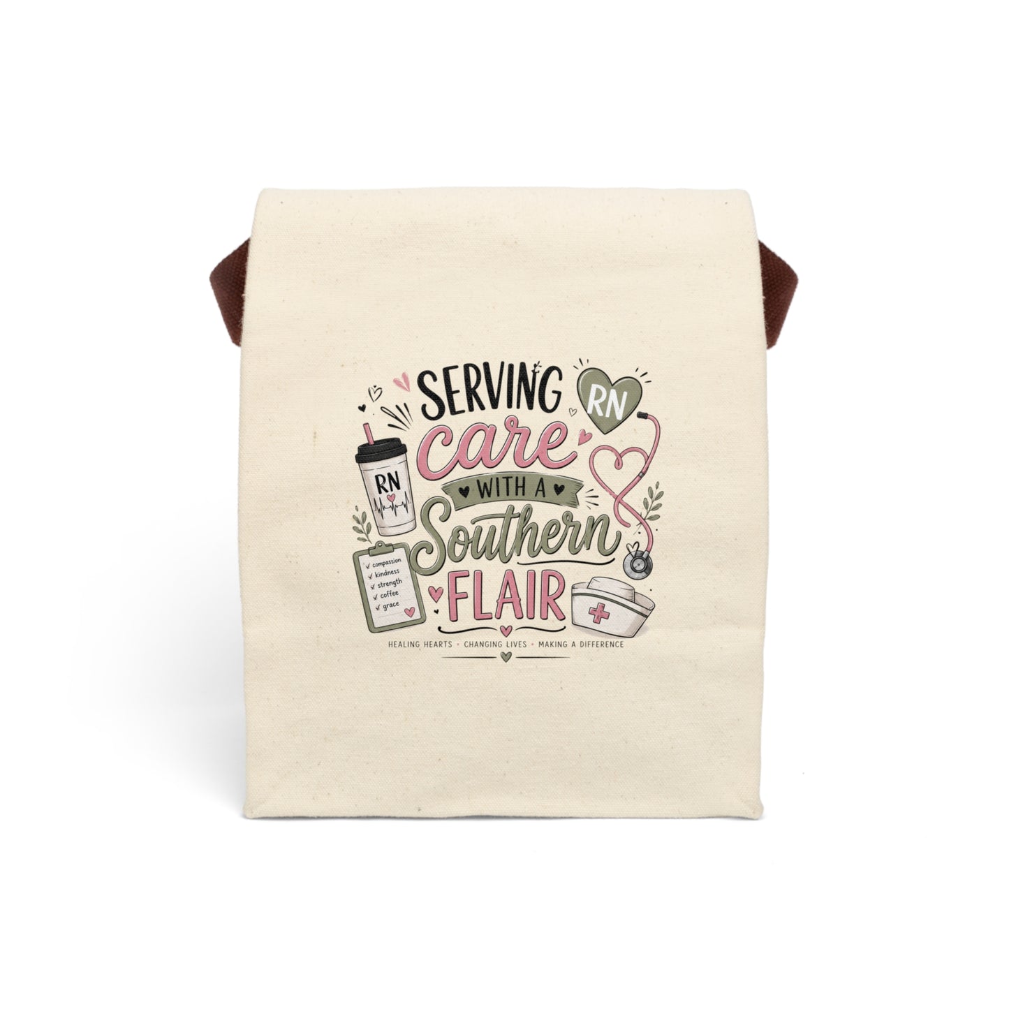 Canvas Lunch Bag — "Serving Care with a Southern Flair" RN Design
