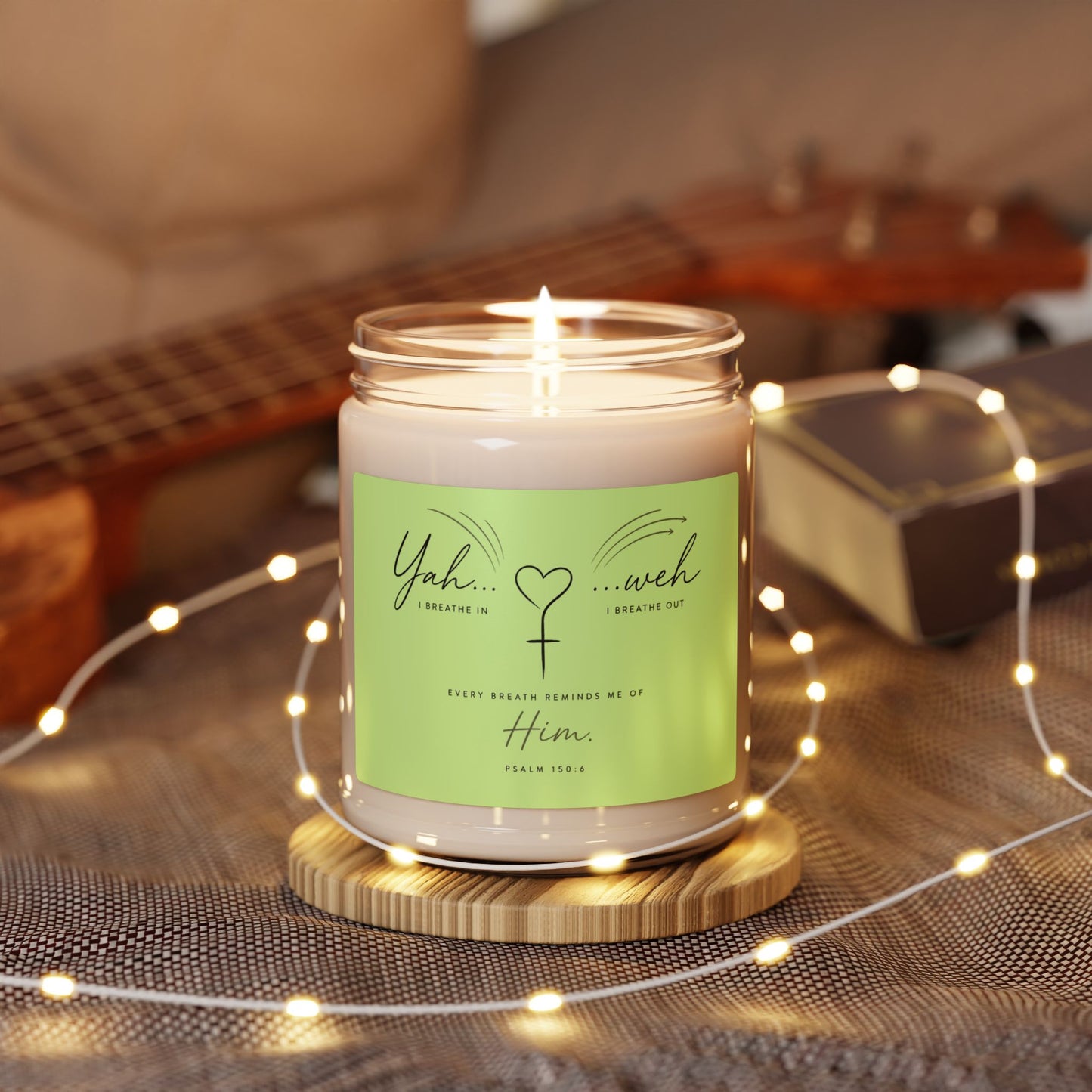 Soy Candle — "Yahweh" Inspirational Scented 9oz Jar (Biblical Psalm Label)