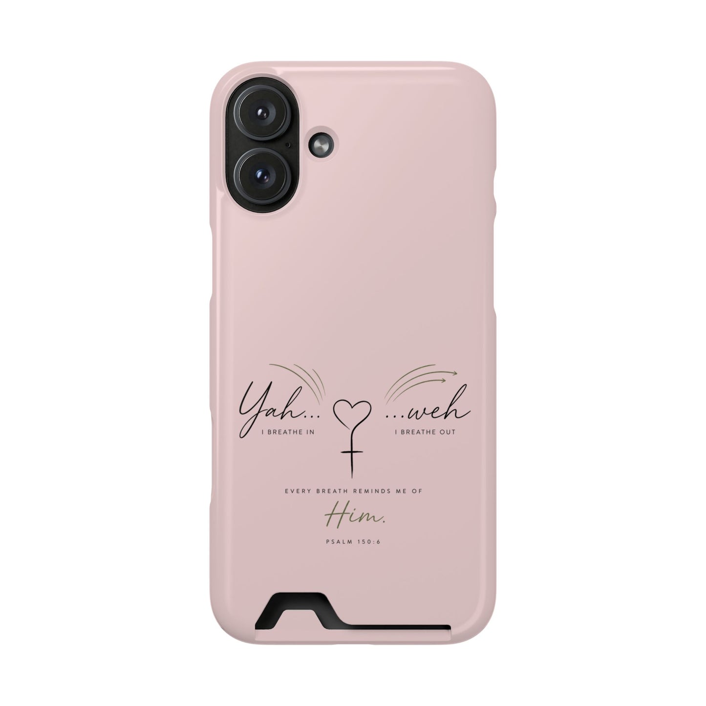 Pink Faith Phone Case with Card Holder — "Yahweh" Psalm IPHONE