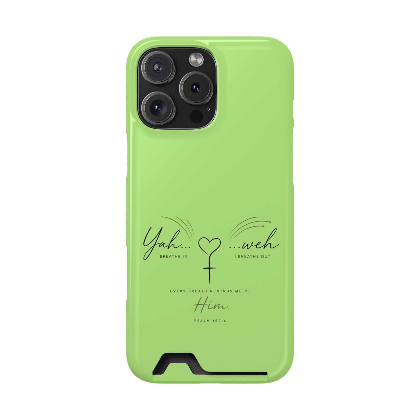 Green Faith Phone Case with Card Holder — "Yahweh" Psalm IPHONE