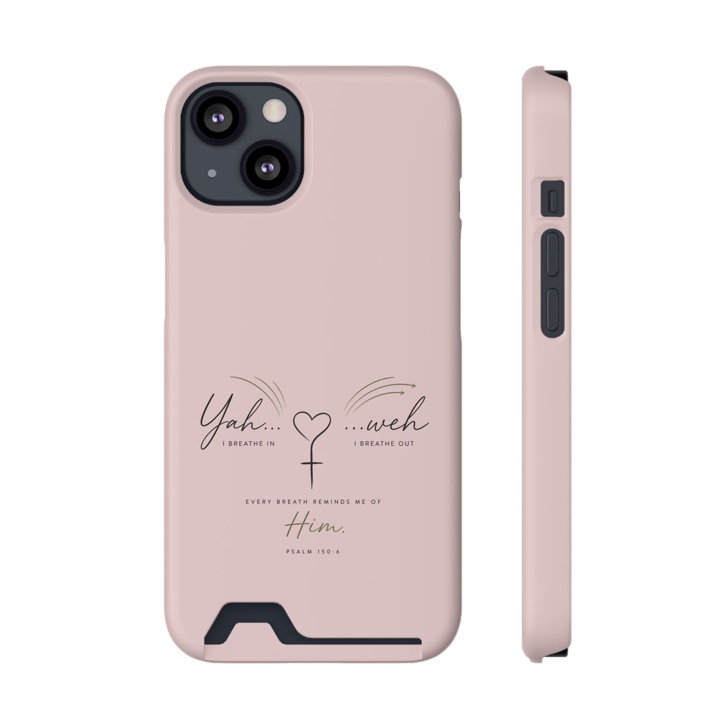Pink Faith Phone Case with Card Holder — "Yahweh" Psalm IPHONE