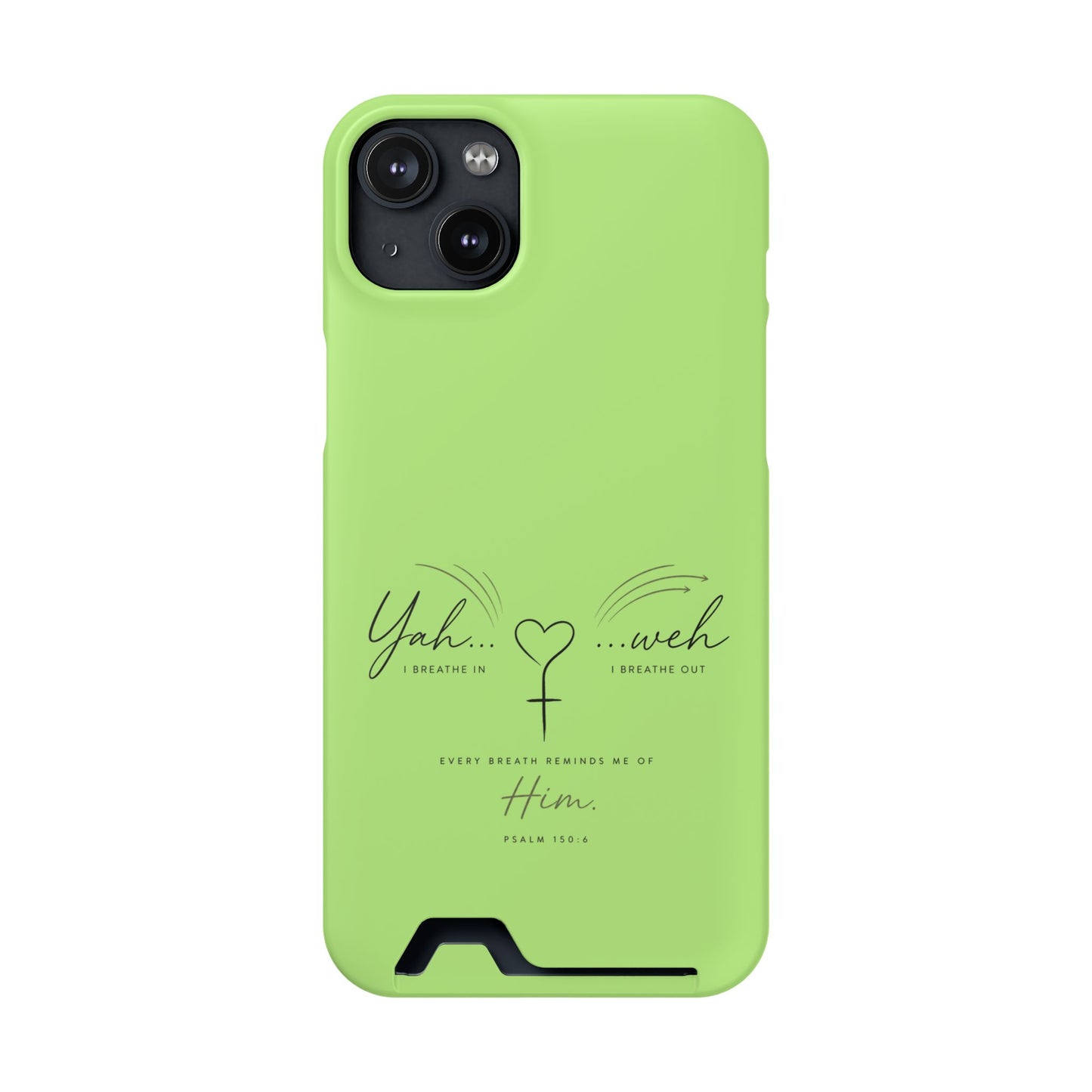 Green Faith Phone Case with Card Holder — "Yahweh" Psalm IPHONE