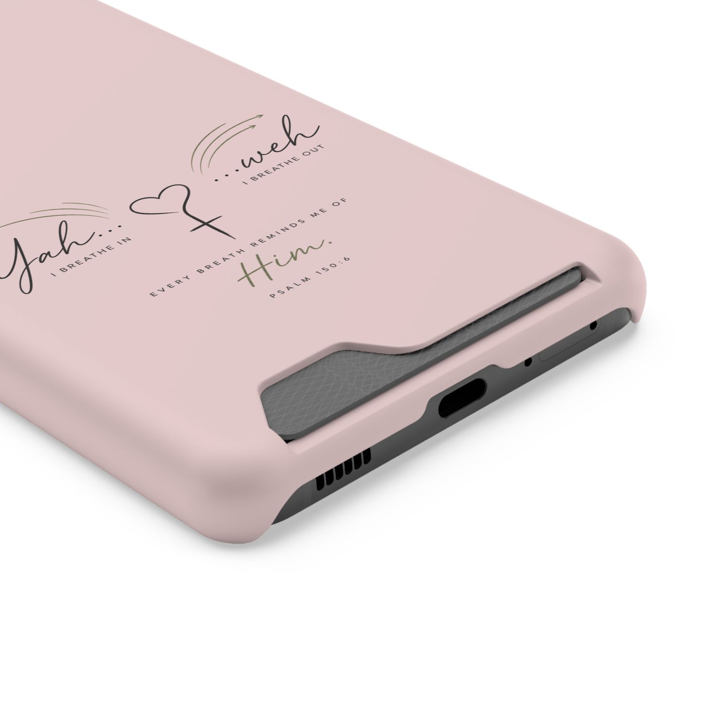 Pink Faith Phone Case with Card Holder — "Yahweh" Psalm SAMSUNG