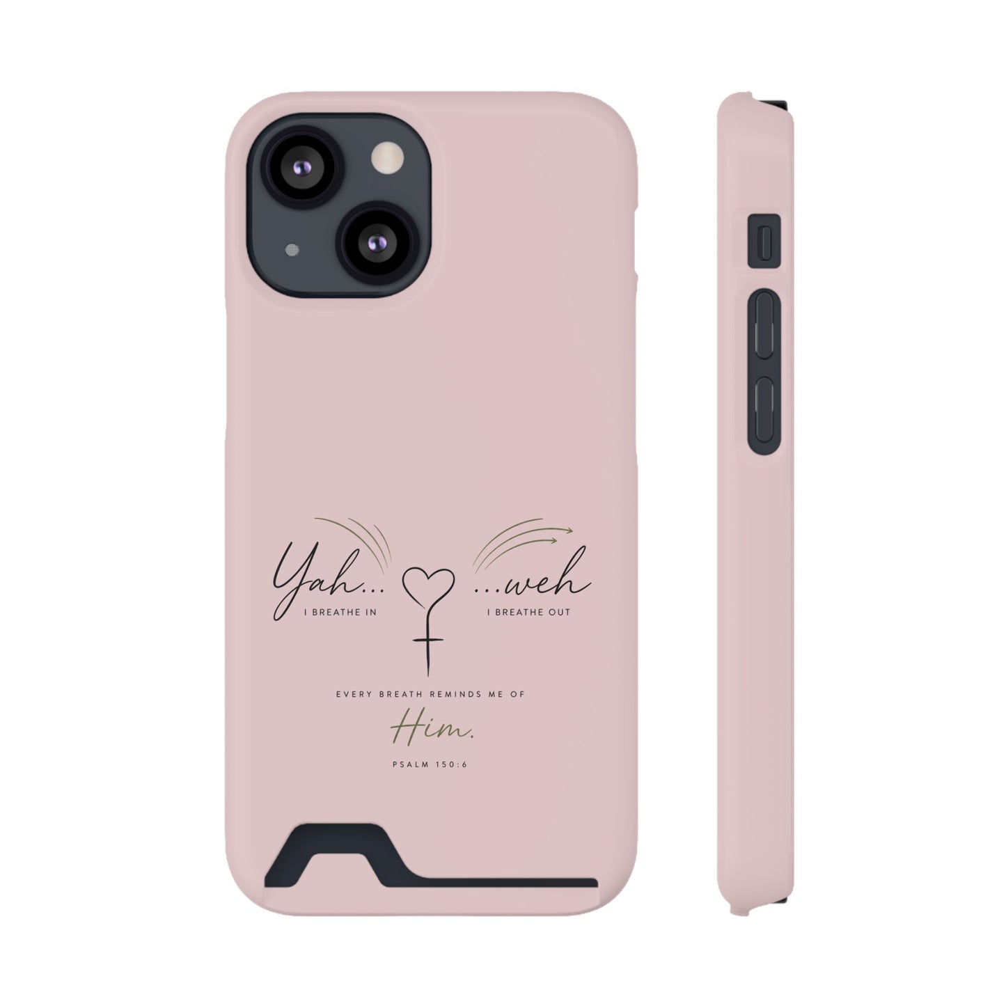 Pink Faith Phone Case with Card Holder — "Yahweh" Psalm IPHONE