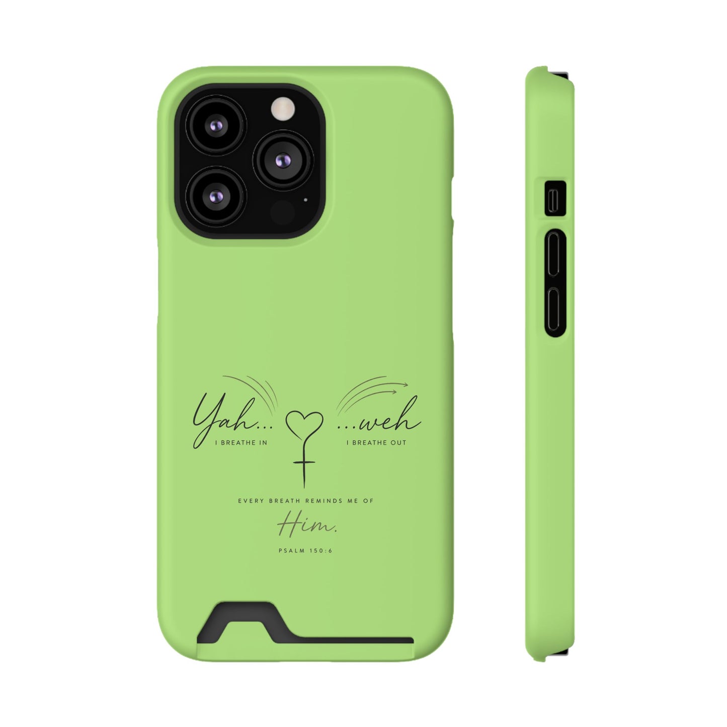 Green Faith Phone Case with Card Holder — "Yahweh" Psalm IPHONE