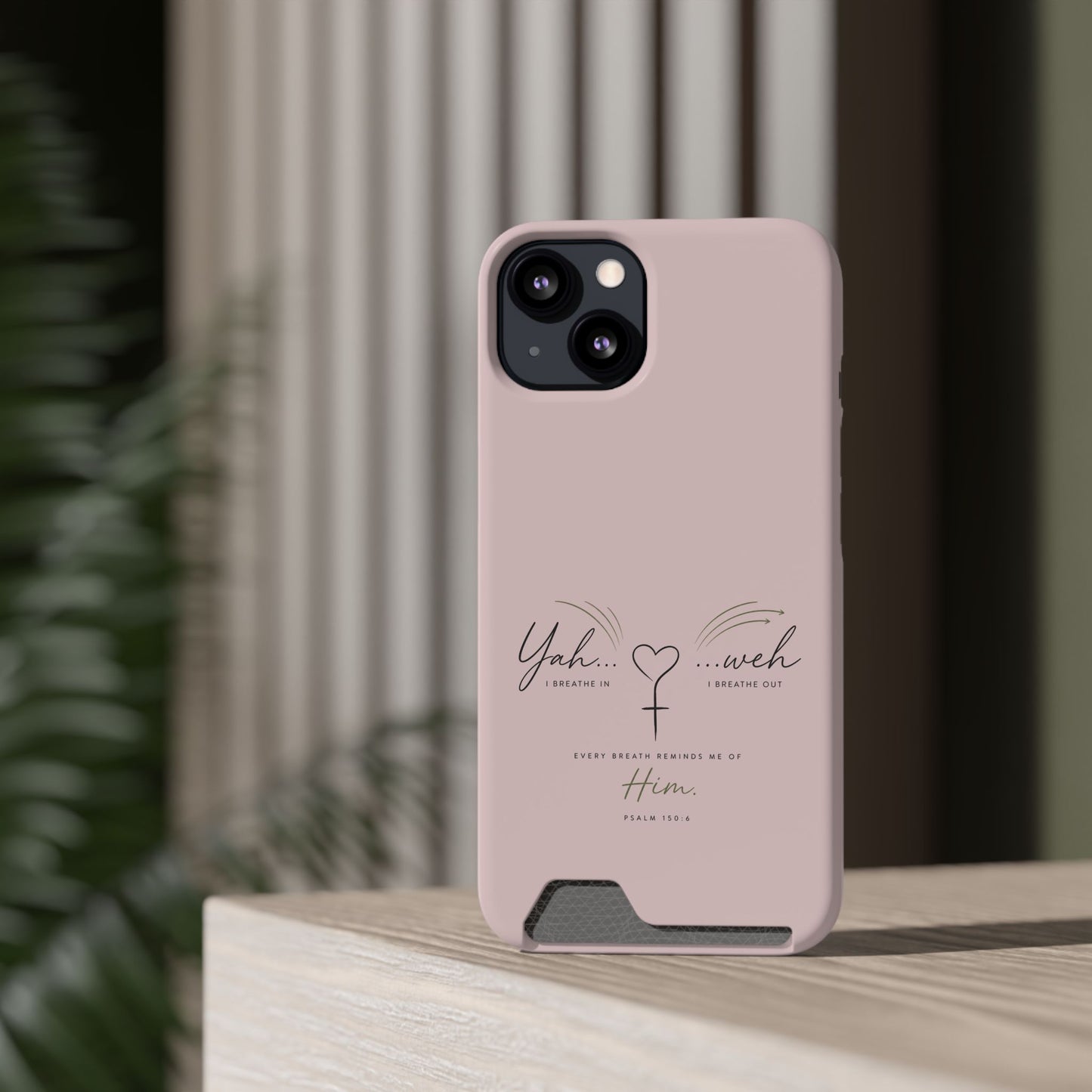 Pink Faith Phone Case with Card Holder — "Yahweh" Psalm IPHONE
