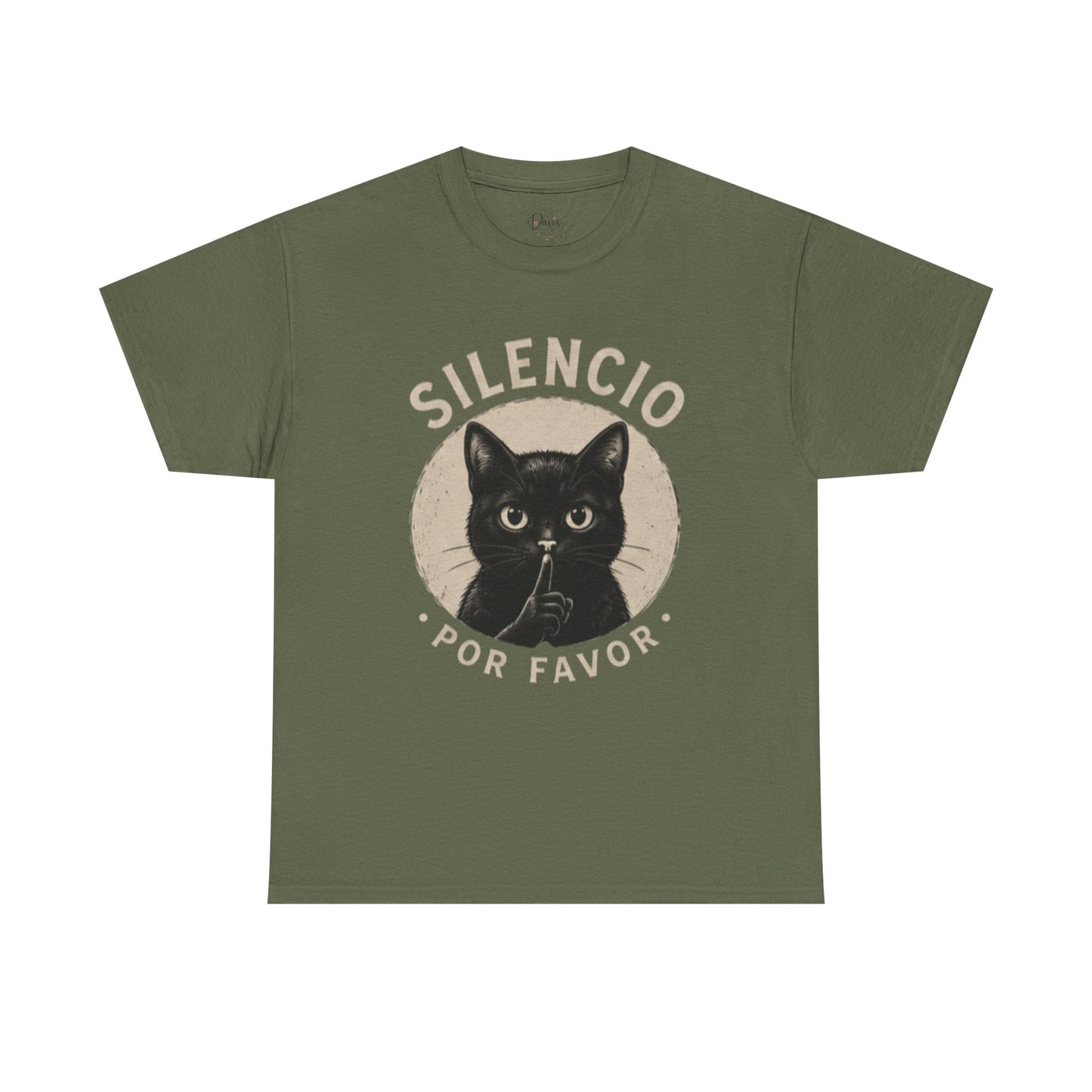 Unisex Heavy Cotton Tee Silencio Black Cat