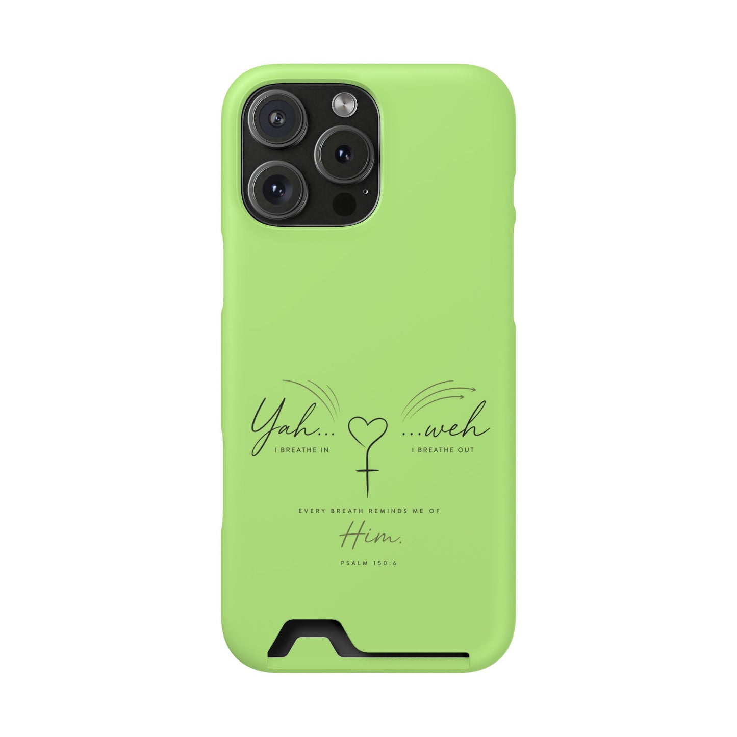 Green Faith Phone Case with Card Holder — "Yahweh" Psalm IPHONE