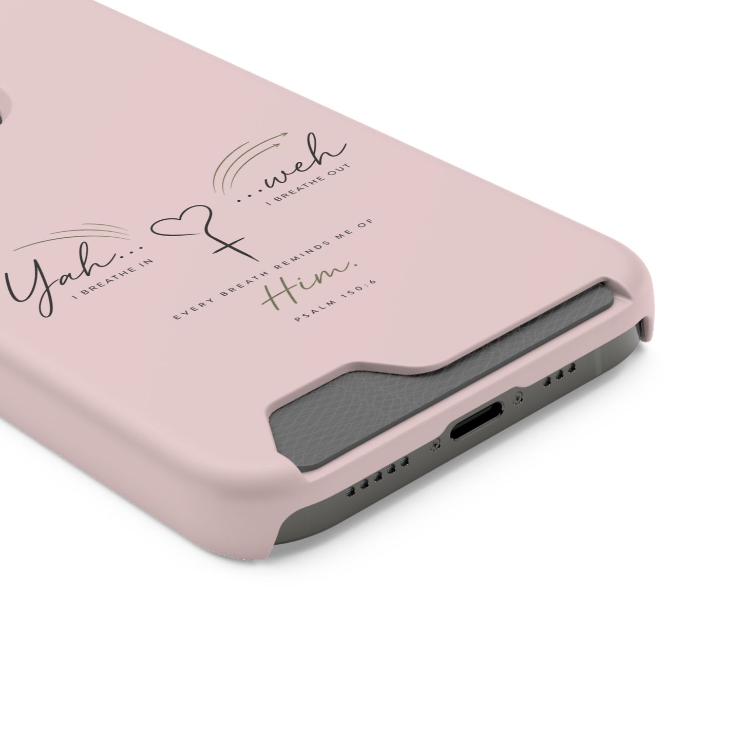 Pink Faith Phone Case with Card Holder — "Yahweh" Psalm IPHONE