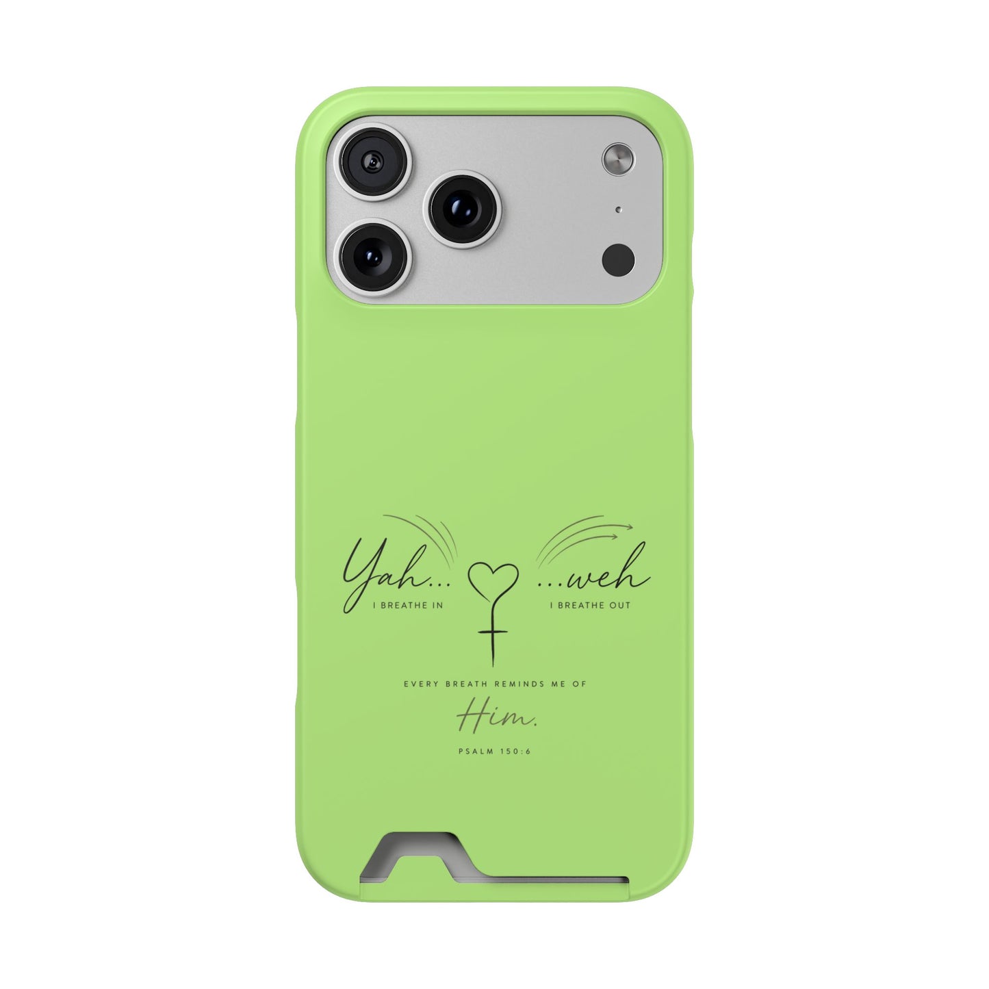 Green Faith Phone Case with Card Holder — "Yahweh" Psalm IPHONE