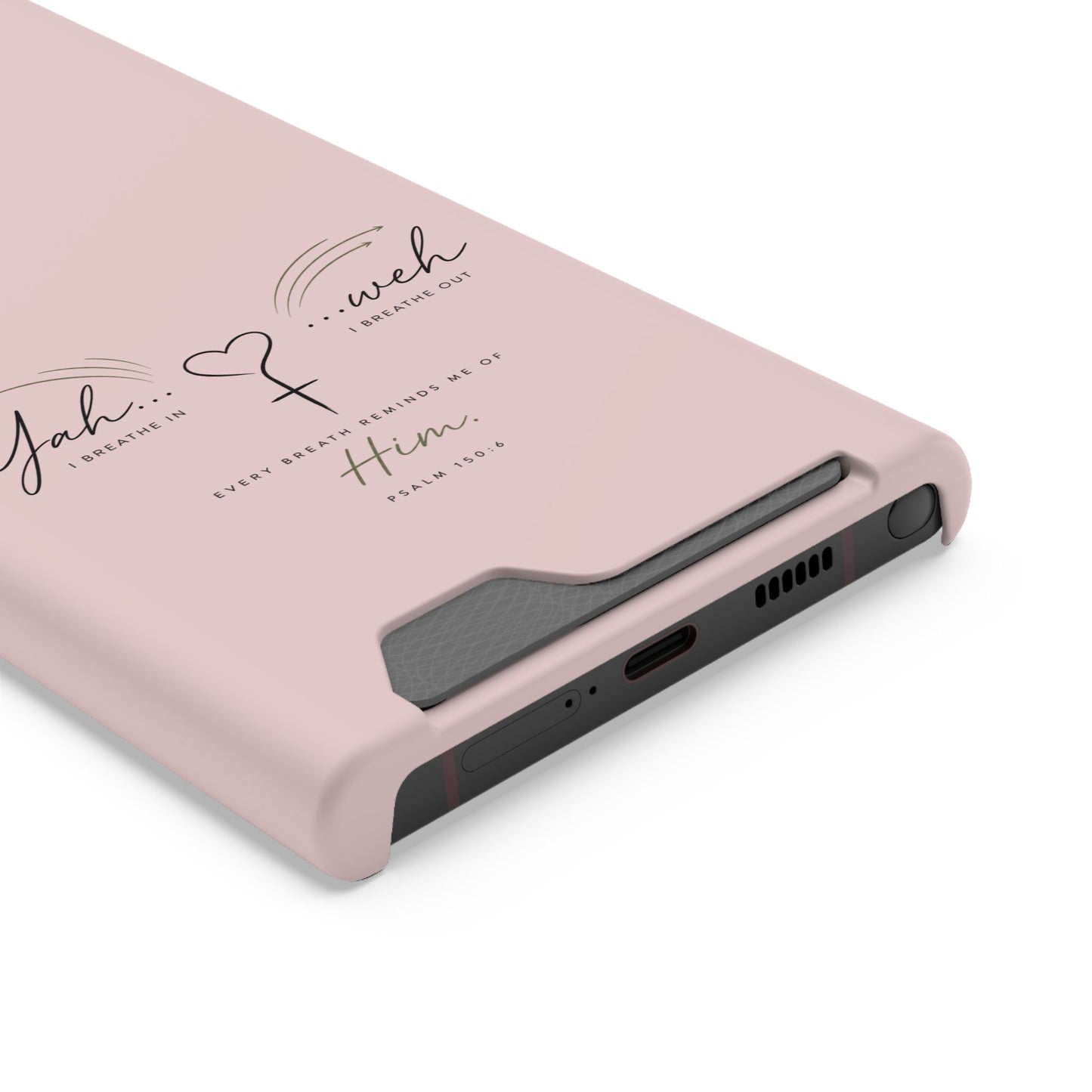 Pink Faith Phone Case with Card Holder — "Yahweh" Psalm SAMSUNG