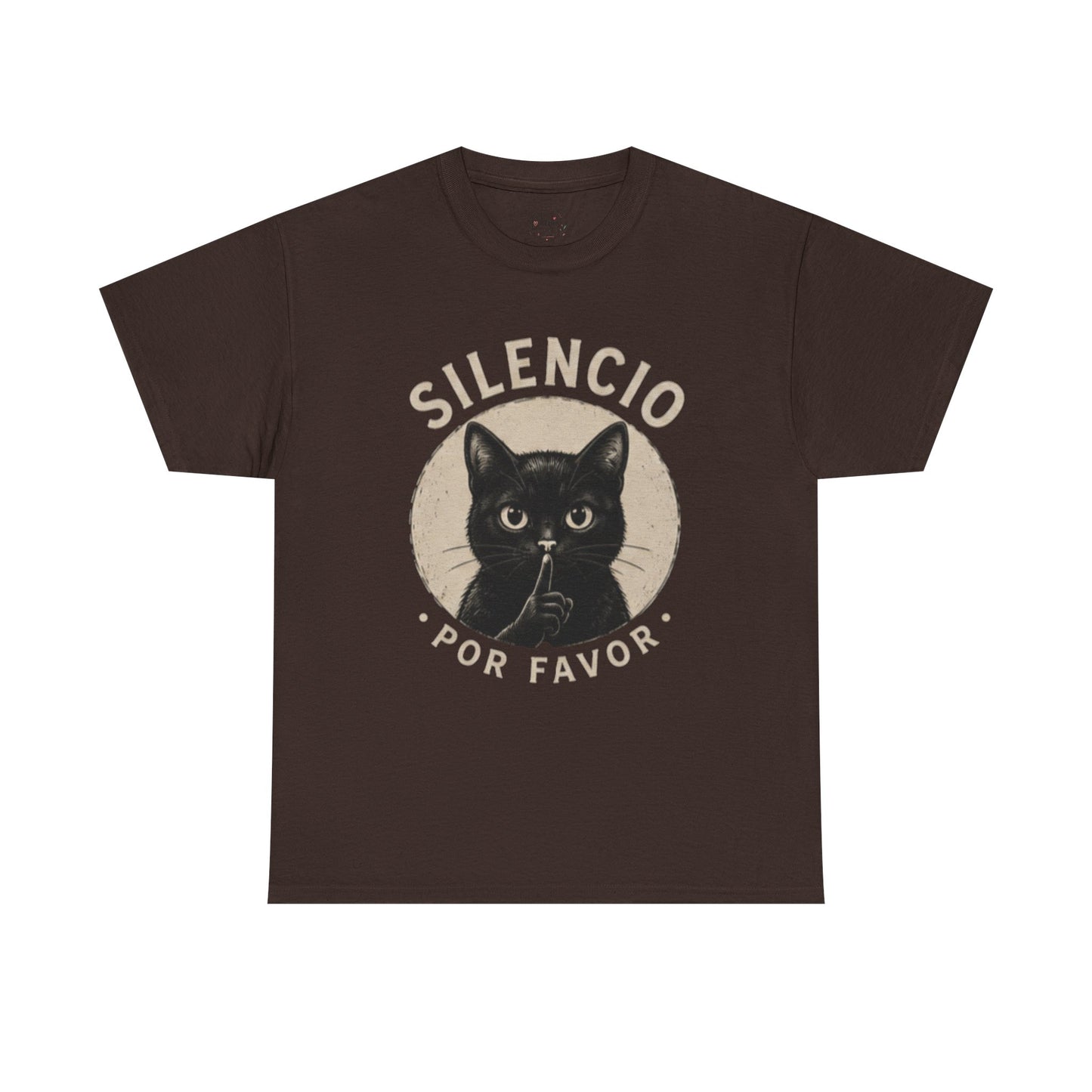 Unisex Heavy Cotton Tee Silencio Black Cat
