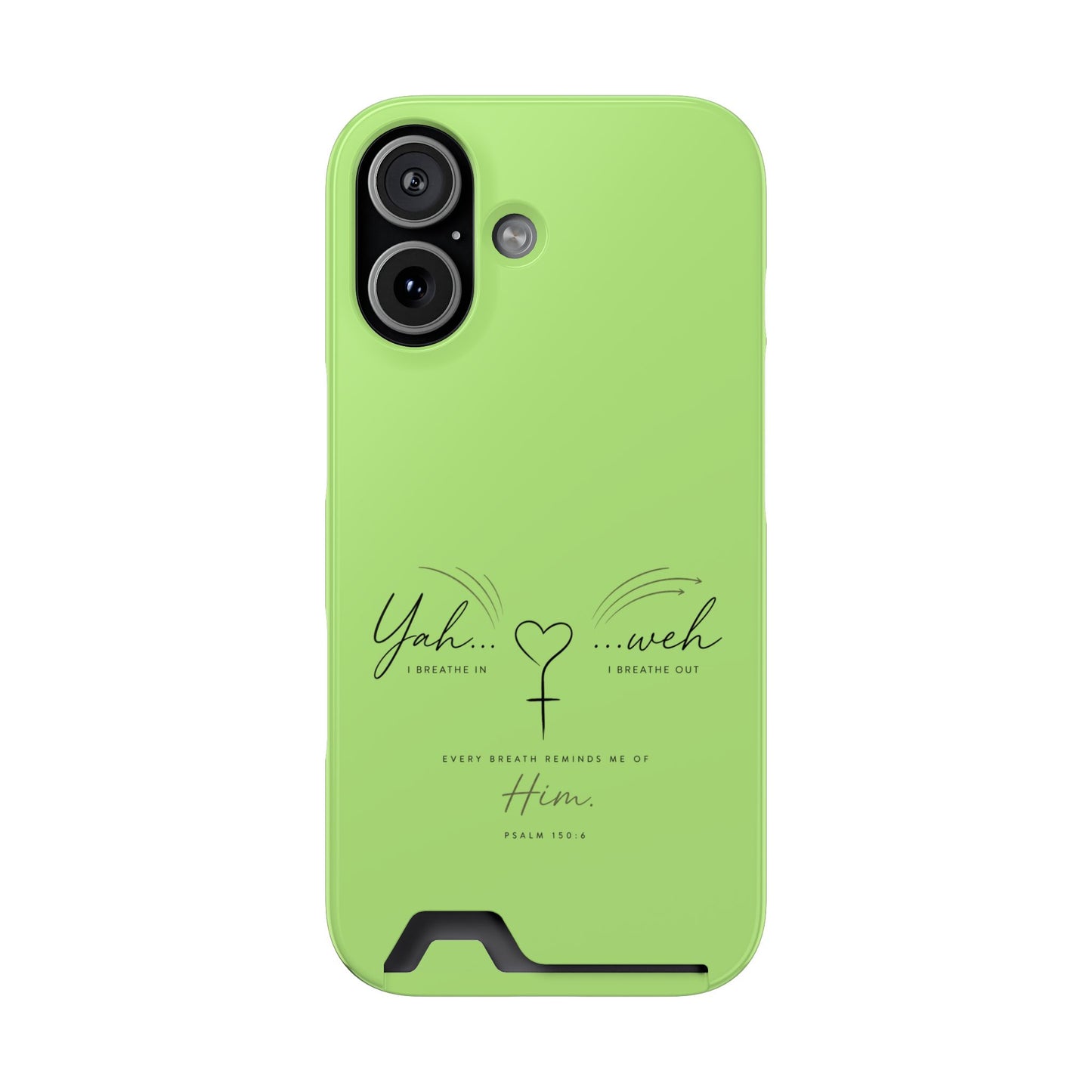 Green Faith Phone Case with Card Holder — "Yahweh" Psalm IPHONE