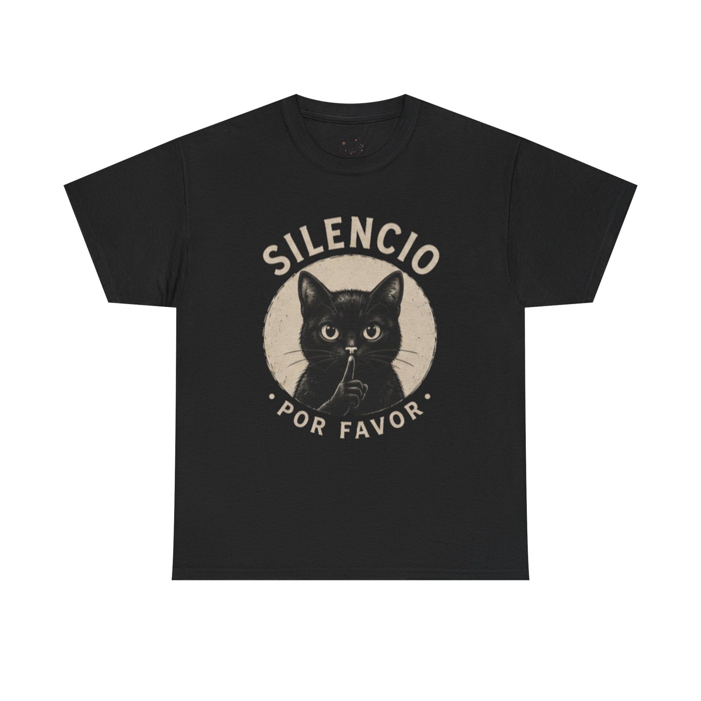 Unisex Heavy Cotton Tee Silencio Black Cat