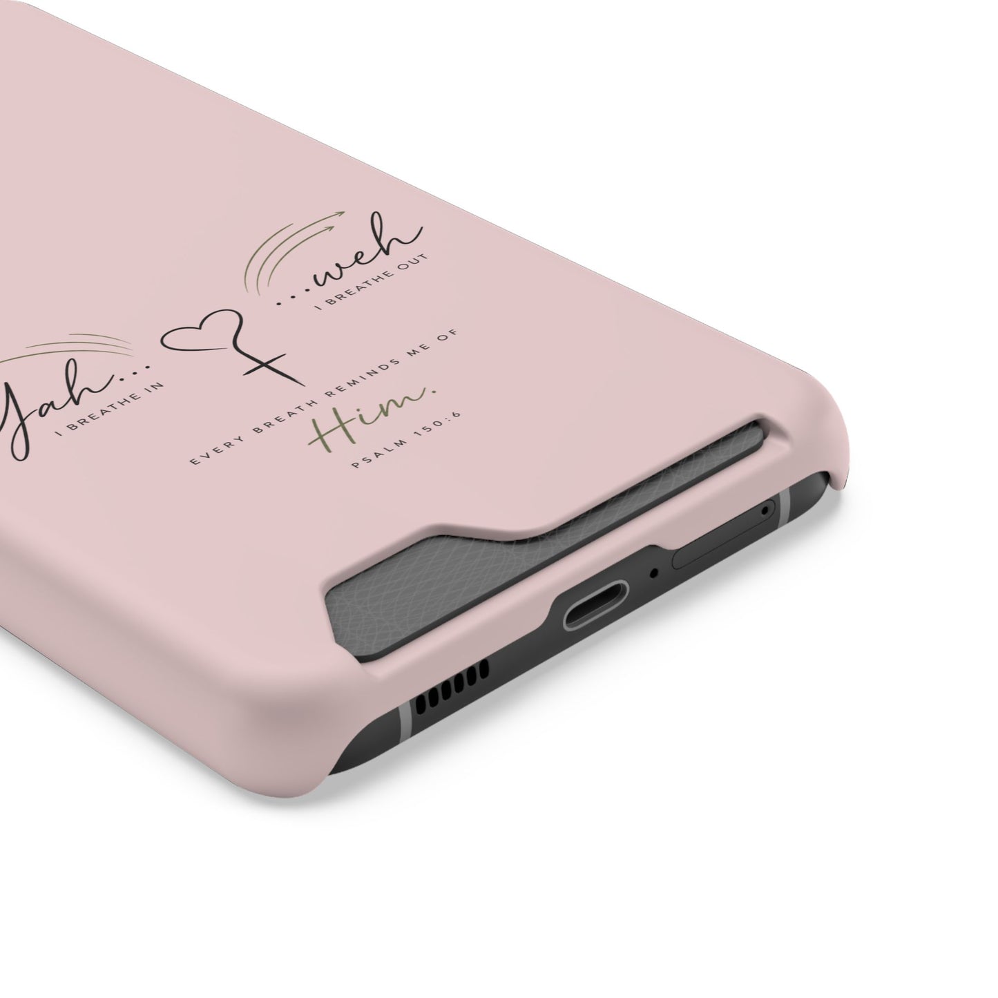 Pink Faith Phone Case with Card Holder — "Yahweh" Psalm SAMSUNG