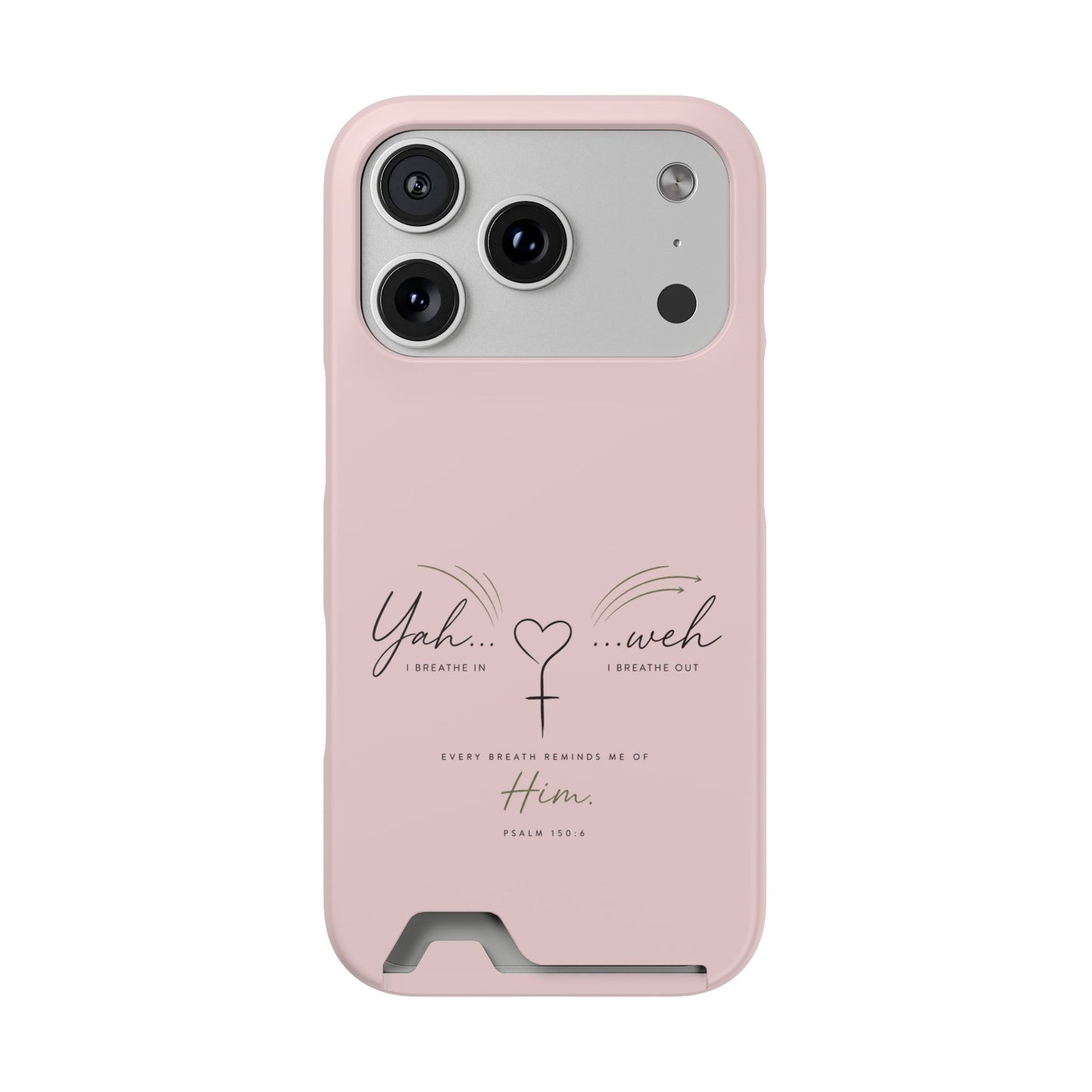 Pink Faith Phone Case with Card Holder — "Yahweh" Psalm IPHONE