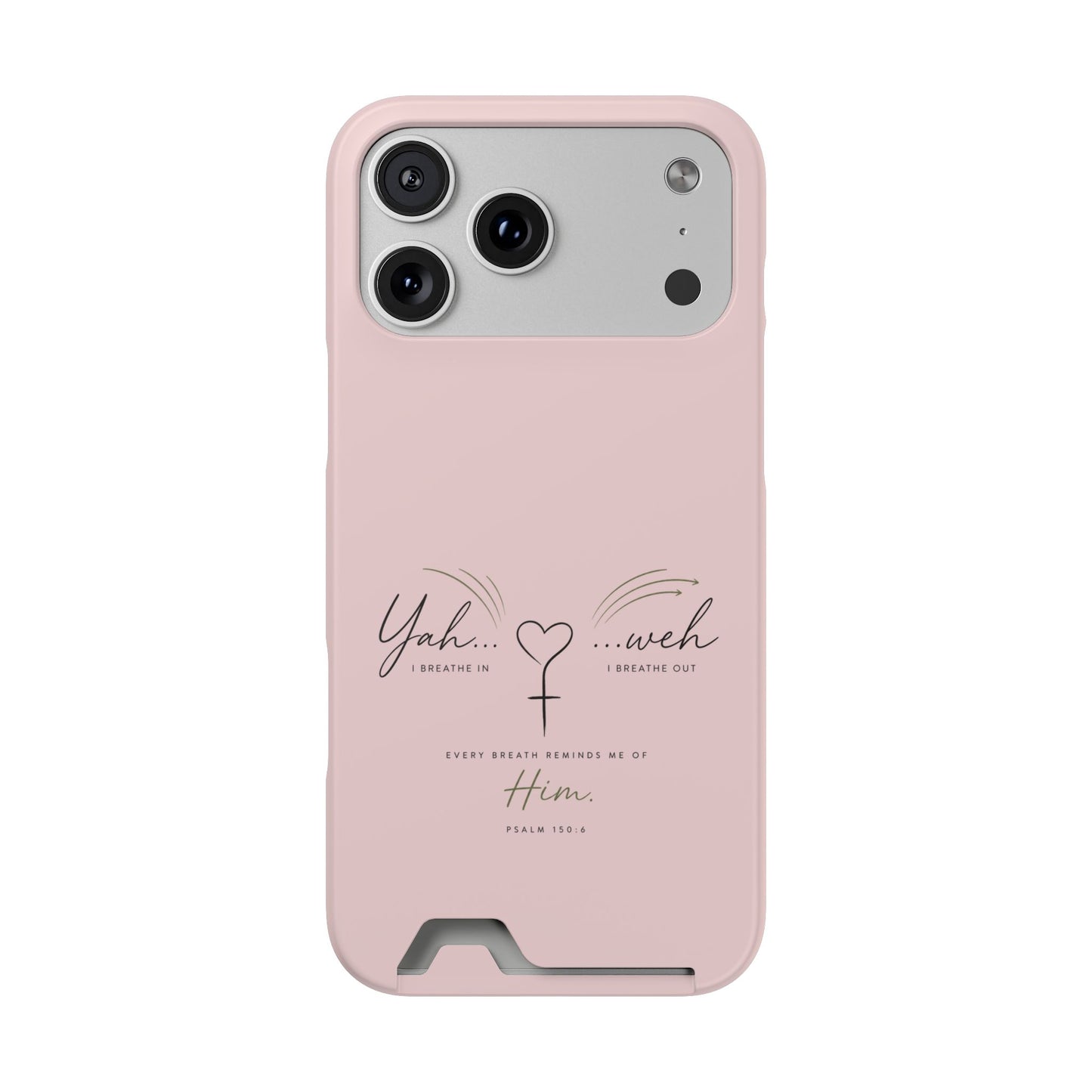 Pink Faith Phone Case with Card Holder — "Yahweh" Psalm IPHONE